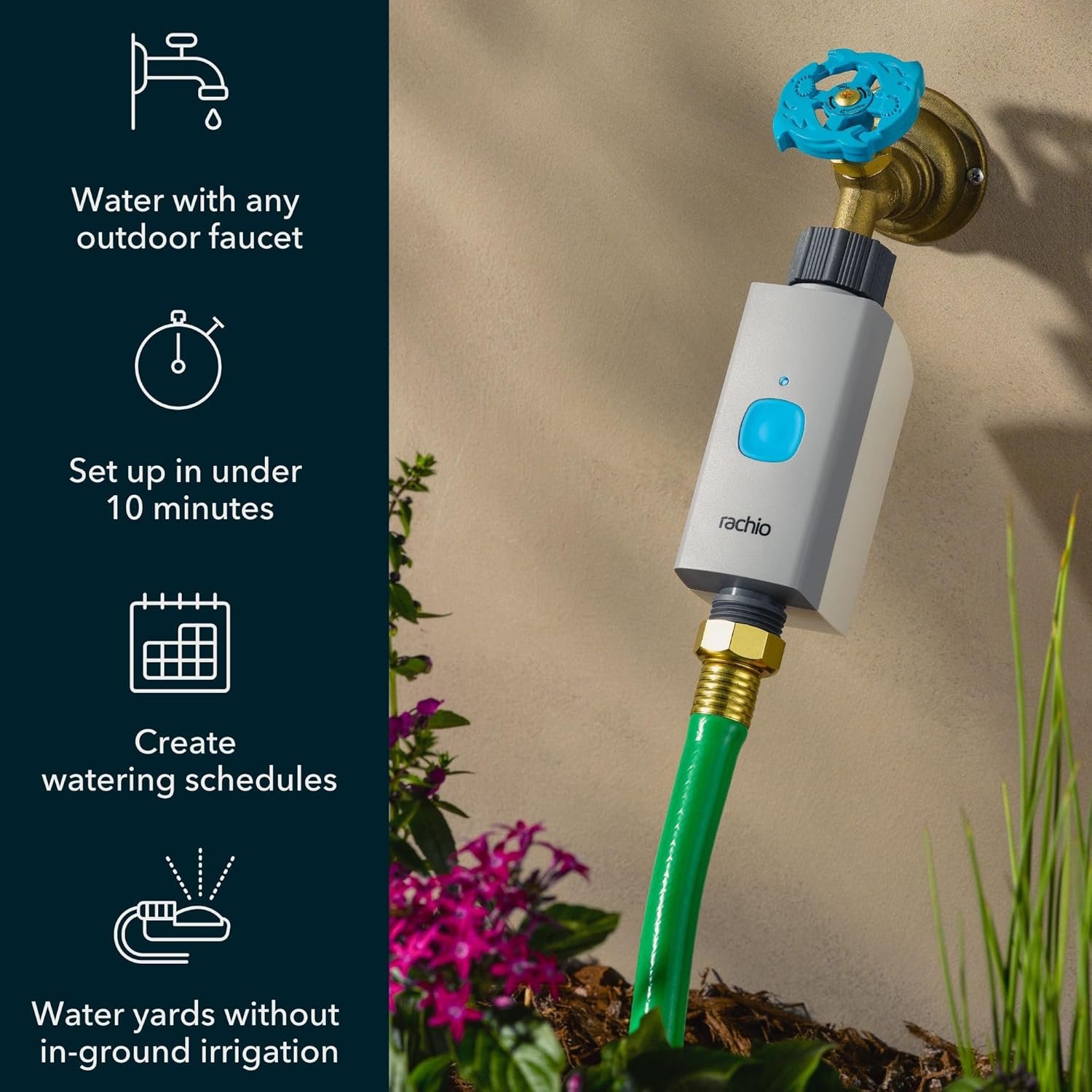 Rachio Smart Hose Timer (1 Valve + 1 WiFi Hub) – App-Controlled Outdoor Faucet Timer, Quick Install & Scheduling, Expandable System - Image 2