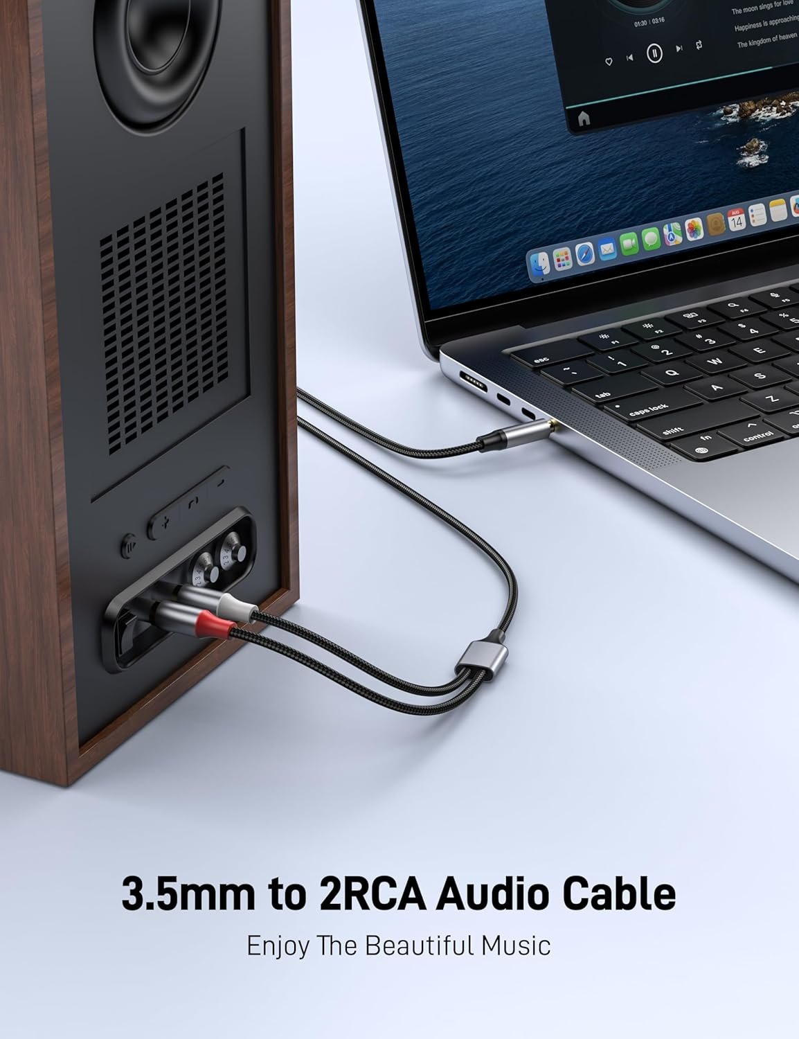 RCA to 3.5mm Cable 3.3FT, 3.5mm Male to 2RCA Male Stereo Y Splitter HiFi Sound Audio Cord Connects a Smartphone, Tablet, HDTV. - Image 2