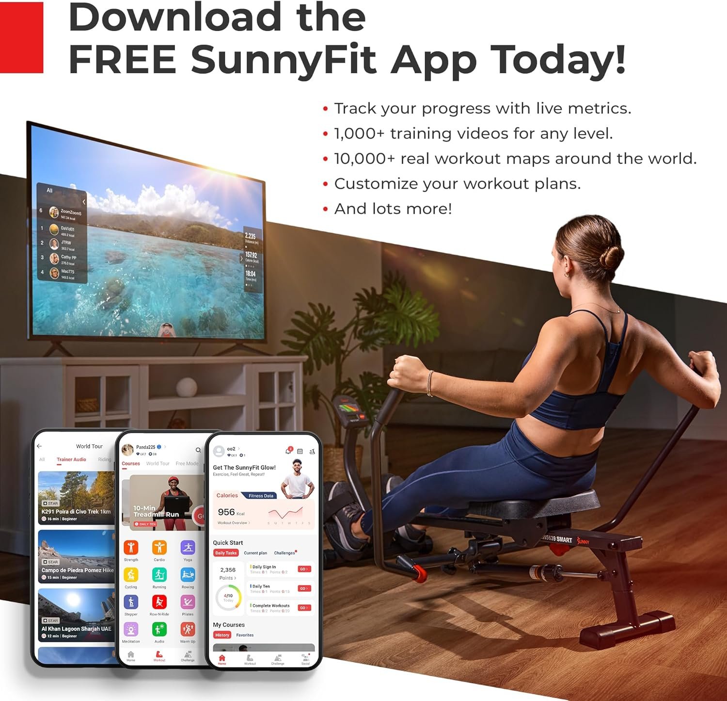 Sunny Health & Fitness Exercise Treadmills Double Deck Sizes and Incline Features with Bluetooth & SunnyFit App - Image 8
