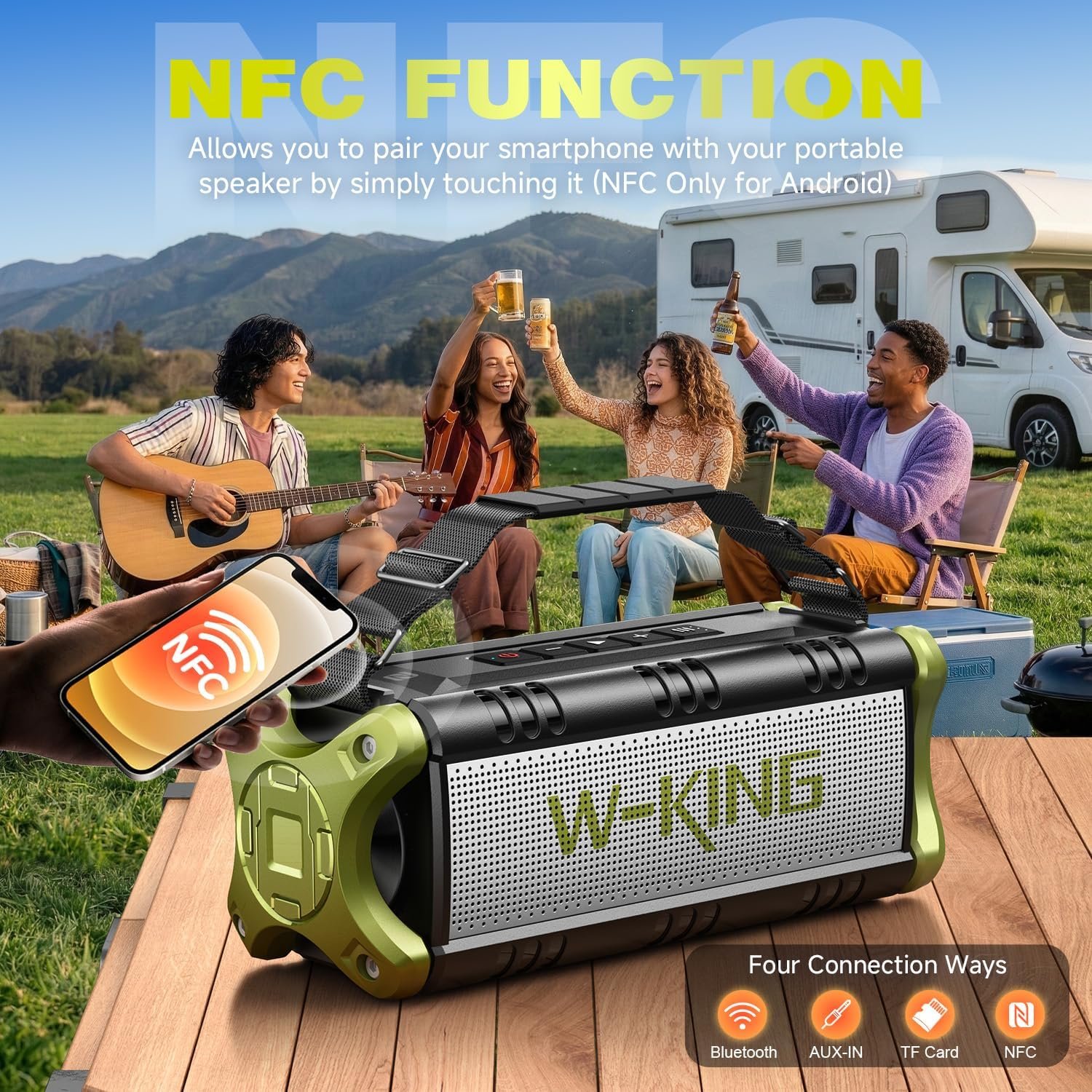 Portable Speakers Bluetooth Wireless, 90W Max Loud Outdoor Speaker with 50W Deep Bass, Boombox Sound, IPX6 Waterproof, 40H, EQ, Dual Pairing, Subwoofer *2, TF, Large Speaker for Beach/Garage/Jobsite - Image 7