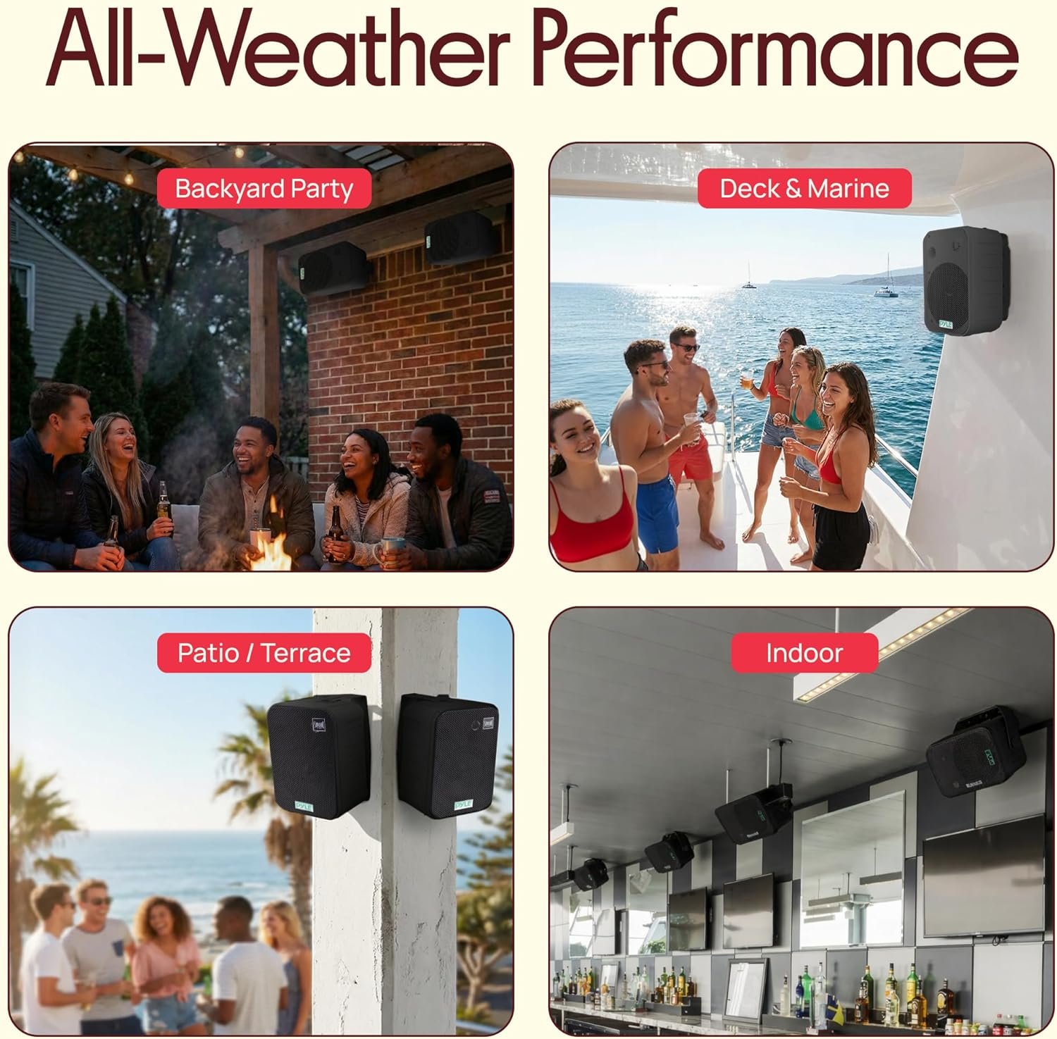 Dual Waterproof Outdoor -Speaker System - 6.5 Inch Pair of Weatherproof Wall / Ceiling Mounted -Speakers Heavy Duty Universal Mount - Use in the Pool, Patio, Indoor - Pyle PDWR50B (Black) - Image 4