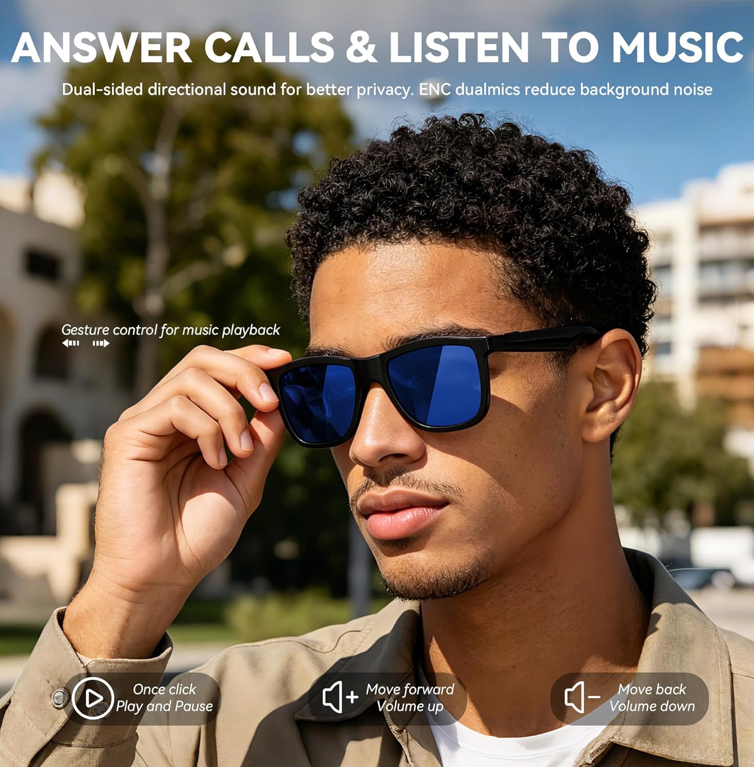 2026 Smart Audio Glasses with Electrochromic Lenses, Adjustable Tint Sunglasses for Driving,Travel,Daily Use,Open Ear Bluetooth 5.4, AI Translation, Premium Tech Gadget Gift for Men Women - Image 3