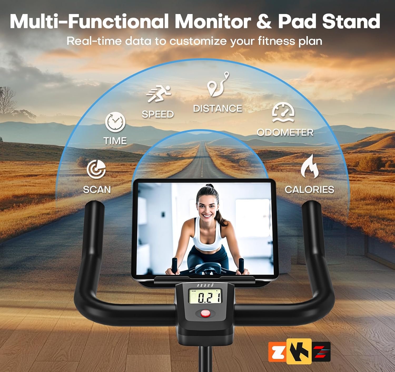 Exercise Bike, CHAOKE Quiet Adjustable Magnetic Resistance Stationary Bike for Home Cardio with App Compatible, 350LB Weight Capacity Indoor Cycling Bike with Comfortable Seat & Digital Display - Image 6