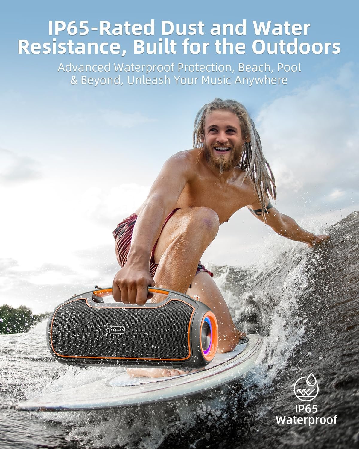 Portable Bluetooth Speakers Wireless, 200W MAX Loud Outdoor Speaker with Deep Bass, IP65 Waterproof, BT5.4, USB-C, RGB Lights, for Party, Camping, Beach, Large Workshop, Garage, 24H Playtime - Image 5