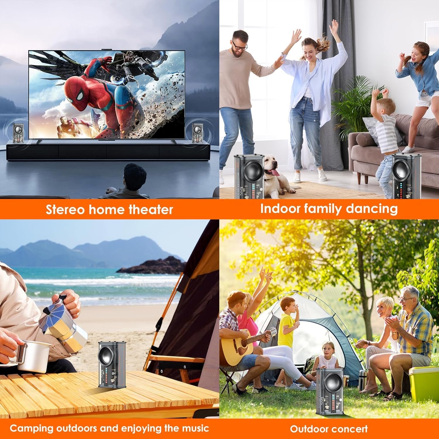 Portable Bluetooth Speaker with Lights, Transparent Wireless Mini Bluetooth Speaker with TWS, Perfect Small Speaker HD Sound and Bass for Office, Home, Shower, Room, Bike, Car (Black) - Image 8