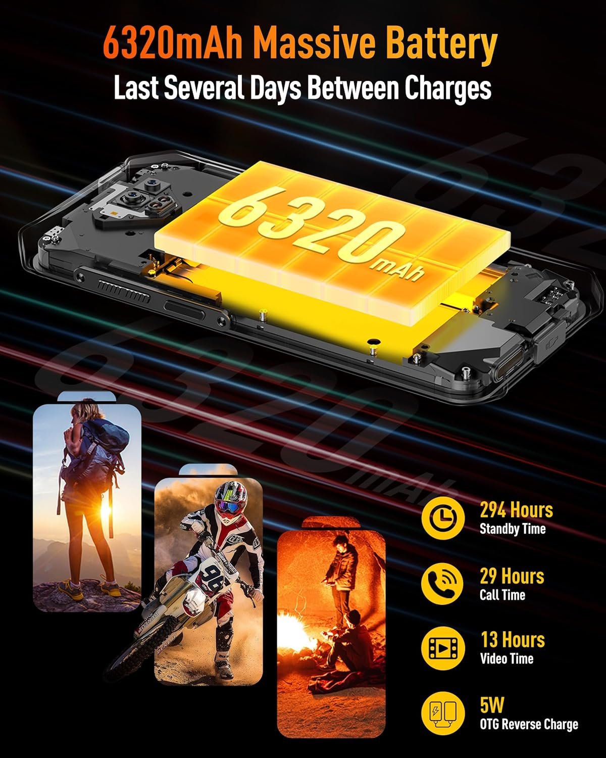 Ulefone Armor X13 Rugged Smartphone, 50MP+24MP Night Vision Camera, Octa-core 12GB RAM 64GB ROM, 6.52 inch Screen, 6320mAh Battery, Android 15 OS, Global Dual 4G, NFC/OTG/GPS/IP68/IP69K, Orange - Image 7