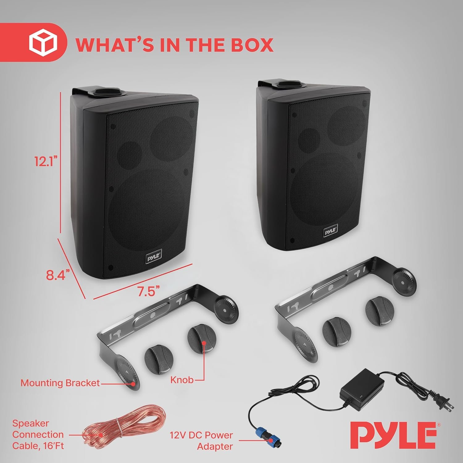 Pyle 6.5-Inch Wall Mount Waterproof Bluetooth Speaker System – Indoor/Outdoor Audio Pair with Built-in Digital Amplifier, Weather-Resistant Housing, High-Power Sound, Easy Installation (Black) - Image 2