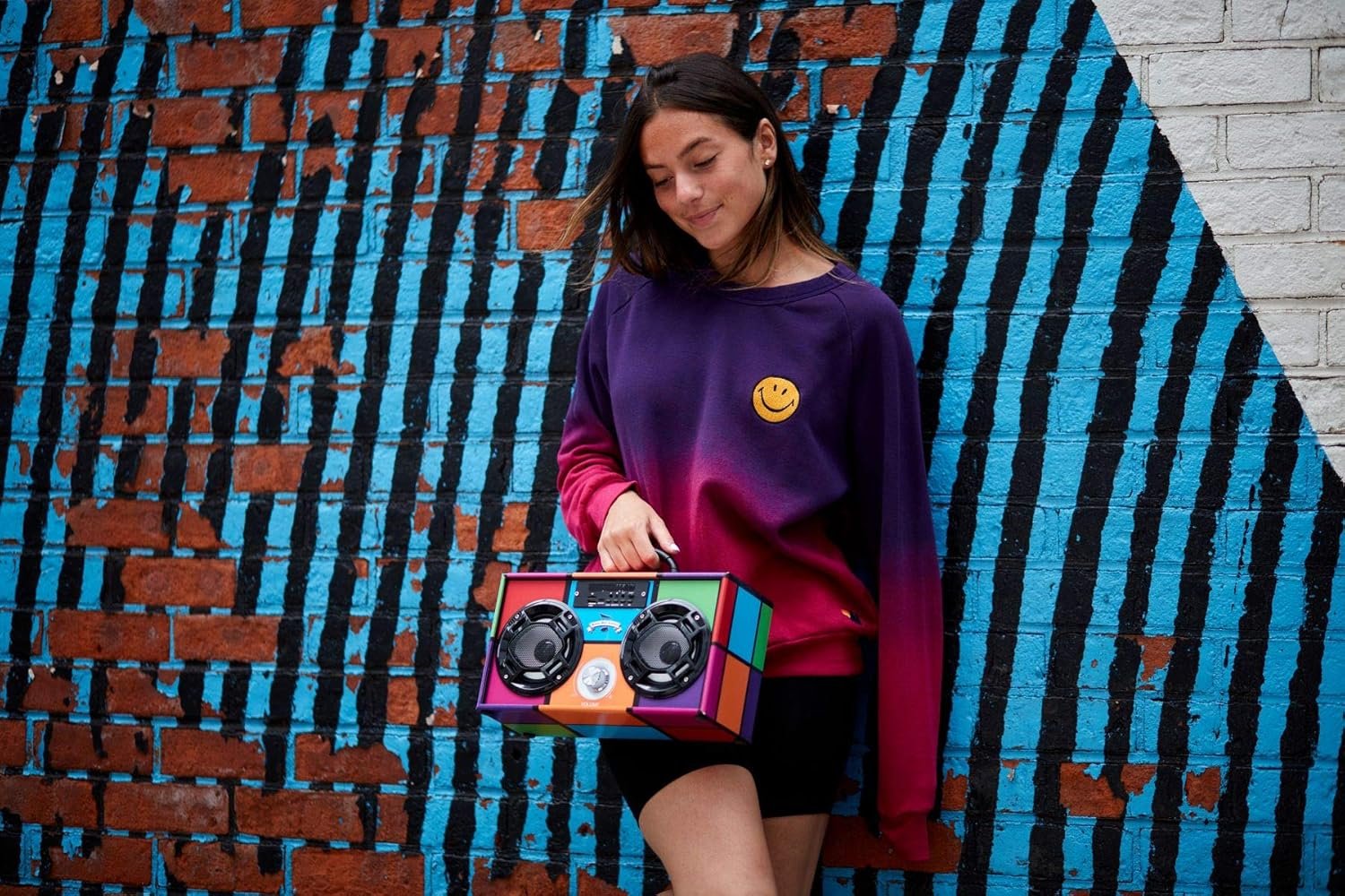 Wireless Express - Mini Boombox with LED Speakers – Retro Bluetooth Speaker w/Enhanced FM Radio - Perfect for Home and Outdoor (Retro) - Image 6