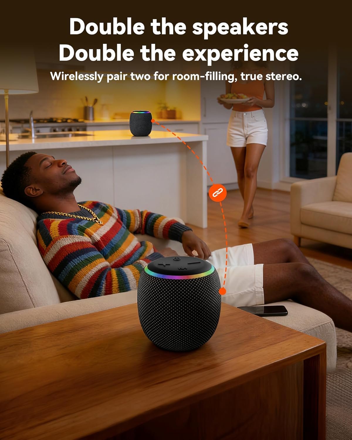 BassBloom Room 3 Portable Bluetooth Speaker, IPX6 Waterproof, TWS Pairing, 12W Powerful Stereo Sound with RGB Lights, Bluetooth 5.4, All-Day Playtime, Ideal for on Any Surface at Home - Image 6