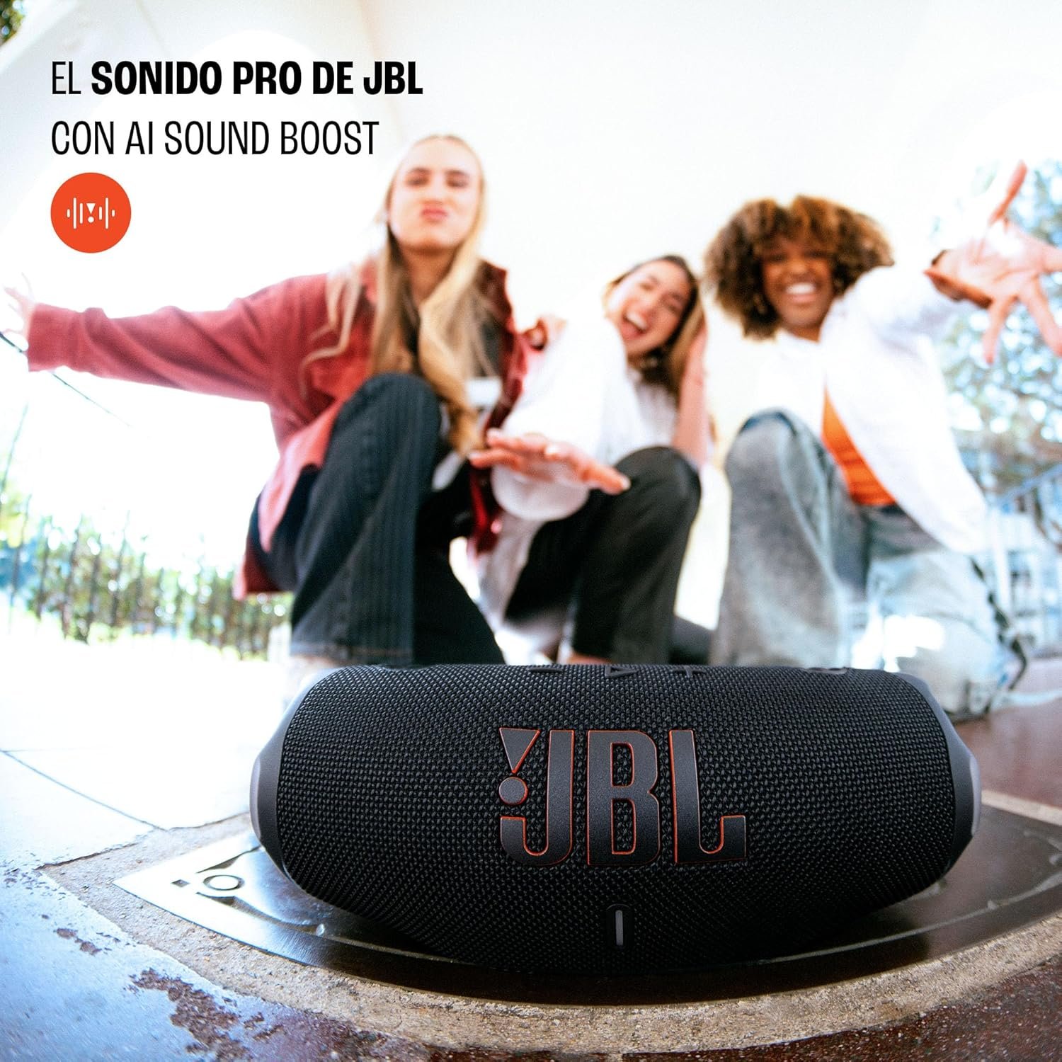 JBL Charge 6 - Portable Waterproof & Drop-Proof Bluetooth Speaker, Bold JBL Pro Sound with AI Sound Boost, 28Hrs of Playtime, Built-in powerbank & Comes with a Sturdy/Removable Carrying Strap (Black) - Image 4