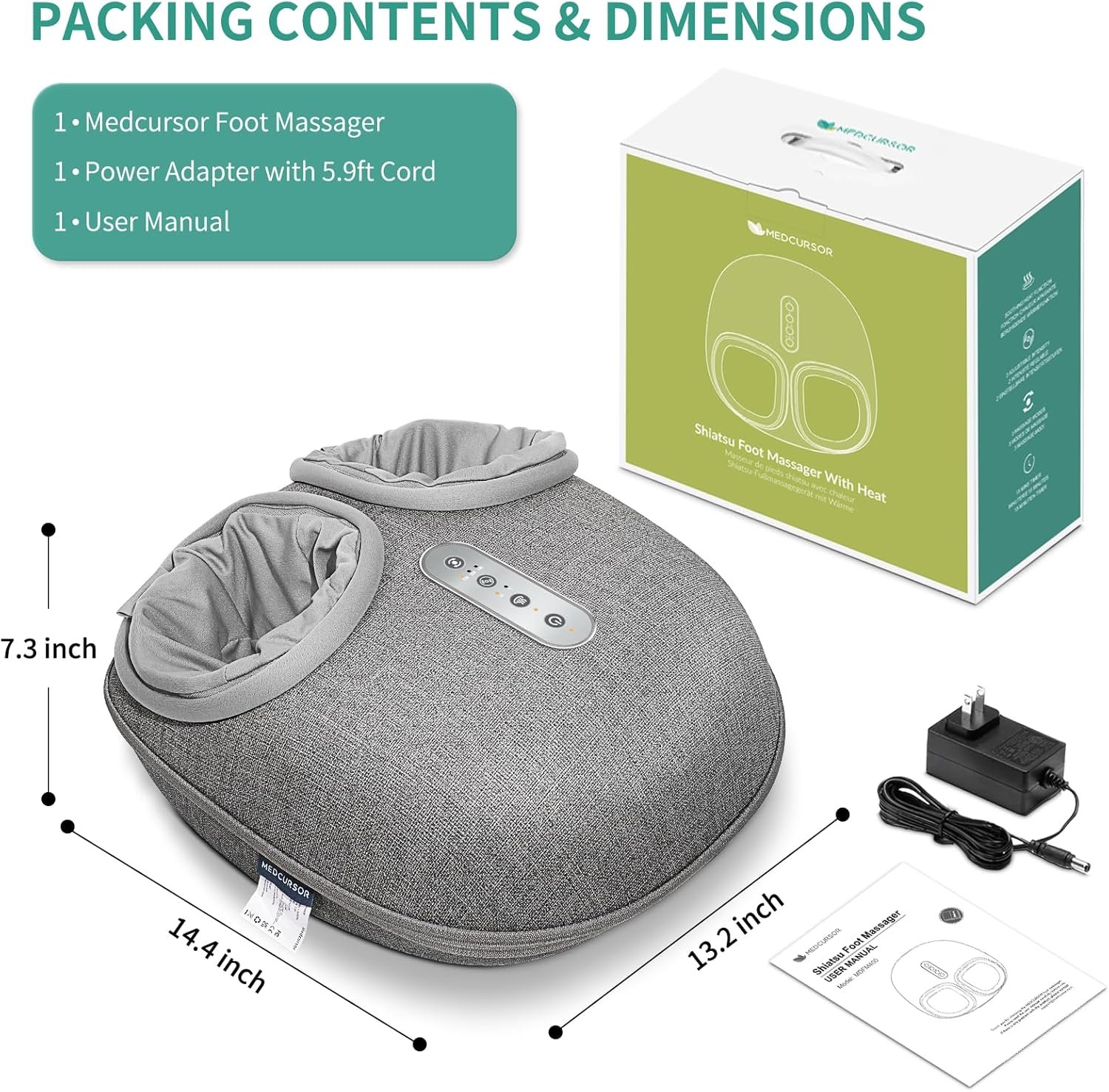 Medcursor Foot Massager with Heat - Mothers Day Gifts Shiatsu Deep Kneading, Delivers Relief for Tired Muscles and Plantar, Multi-Level Settings & Adjustable Intensity for Home, Gifts for Women Mom - Image 7