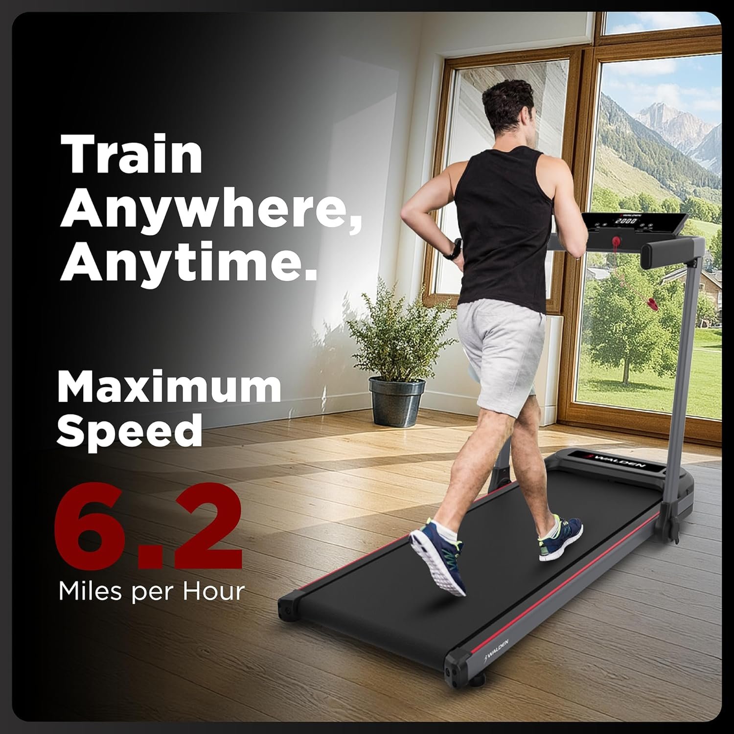 Folding Electric Treadmill with Handle Folding Treadmills - Foldable Running Treadmill LCD Screen - 6.2mp/h corredora electrica Walden Sports - Image 2
