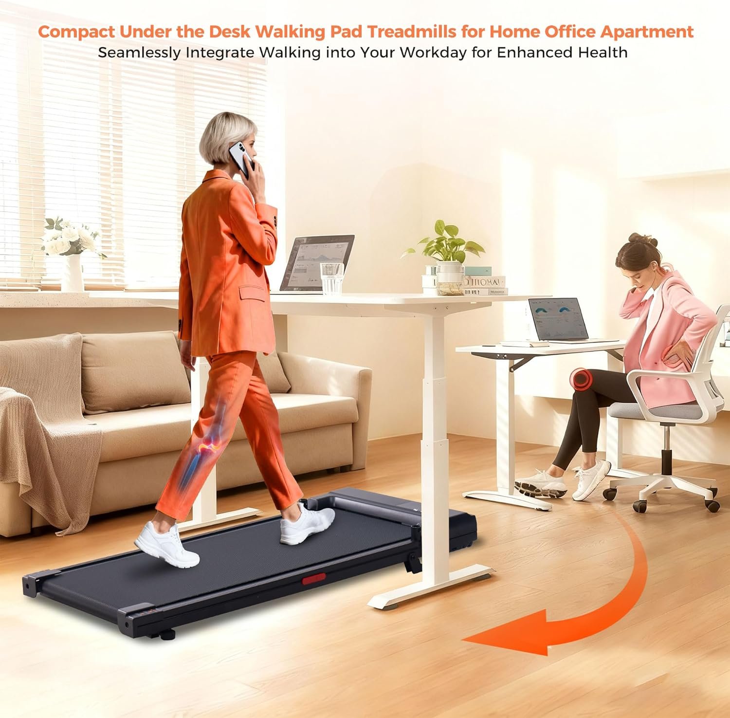 Walking Pad Treadmill with Incline, 2026 Upgrade Portable Under Desk Treadmill for Home Small with Handles, 3.0HP Walking Pad with Handle Bar, 0.6-7.6MPH, 350LBS - Image 4