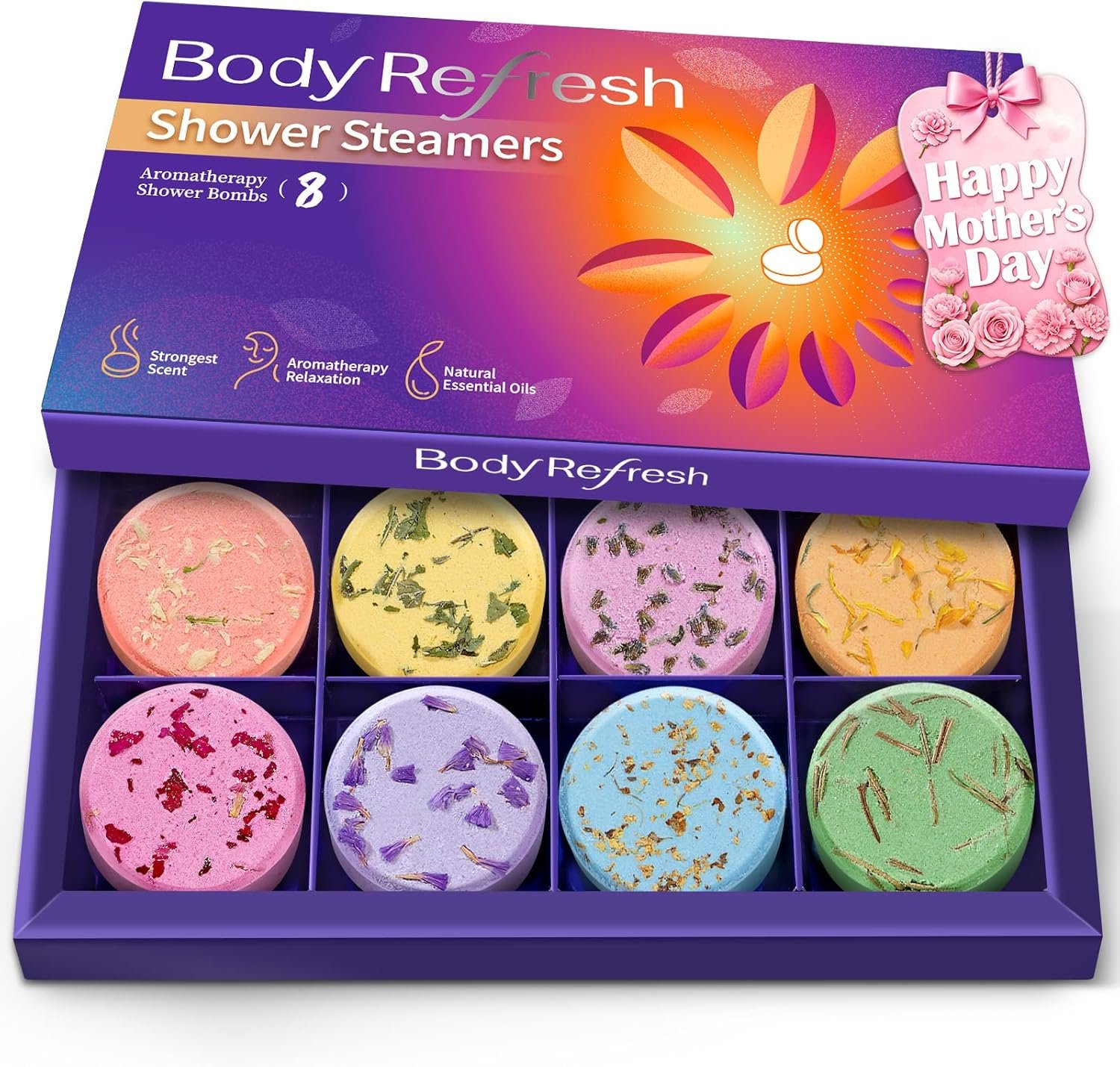 Shower Steamers Aromatherapy-8 Pack Shower Bombs with Essential Oils, Mothers Day Gifts for Mom Wife, Birthday Gifts for Women Self Care Relaxation Home SPA Teacher Appreciation Gift (Purple)