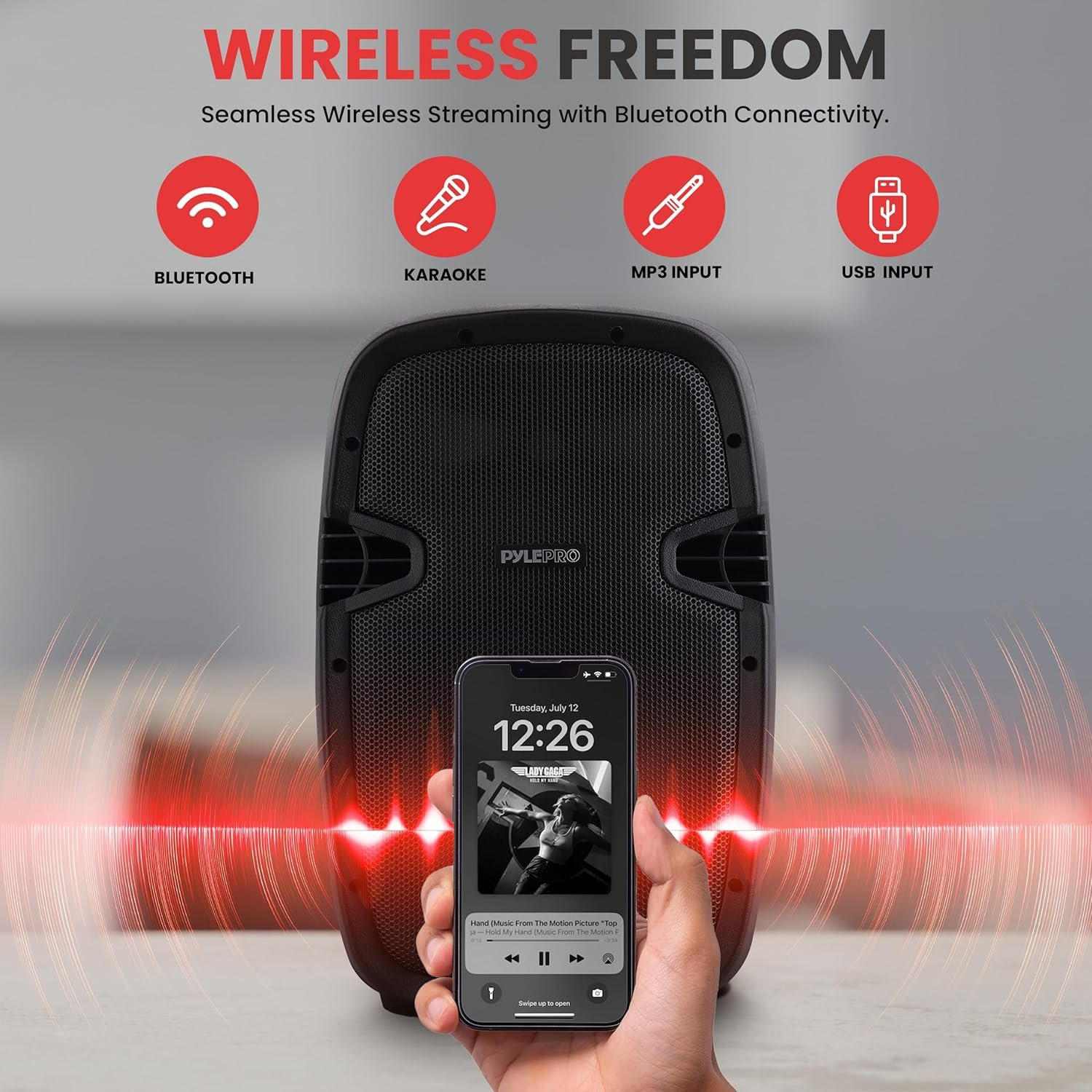 Pyle 10" Wireless Portable PA system - 1000W High Powered Bluetooth Compatible Active + Passive Pair Outdoor Sound Speakers w/ USB SD MP3 AUX - 35mm Mount, 2 Stands, Microphone, Remote - PPHP1049KT - Image 5