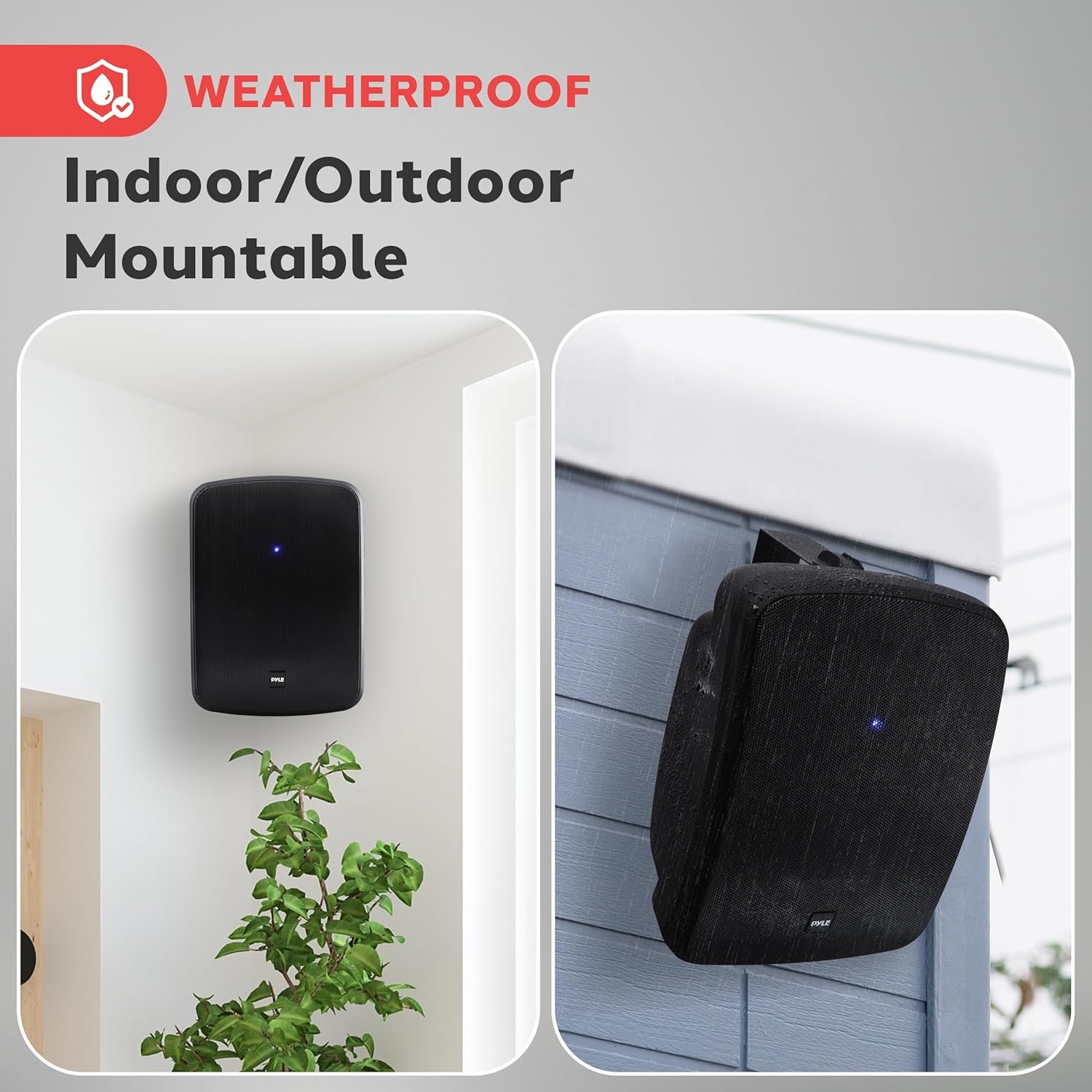 Pyle Outdoor Waterproof Wireless Bluetooth Speaker - 6.5 Inch Pair 2-Way Weatherproof Wall/Ceiling Mounted Dual Speakers w/Heavy Duty Grill, Universal Mount, Patio, Indoor Use PDWR64BTB (Black) - Image 4