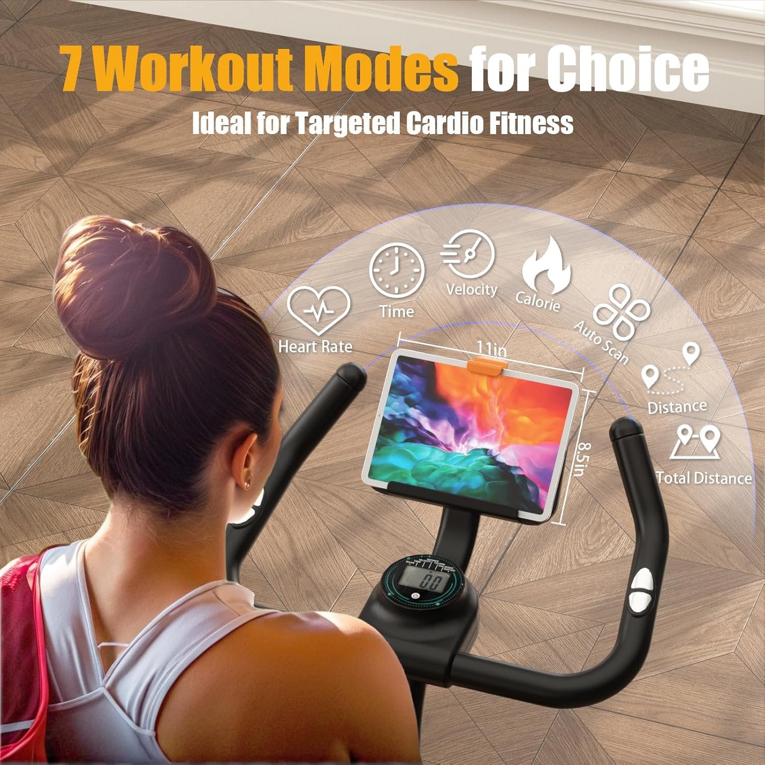 HOELLL Exercise Bike with Exclusive Heart Rate Sensor and APP Sync, Stationary Bikes for Home with Continuously Variable Resistance, Compact Indoor Cycling Bike with Tablet Mount - Image 4