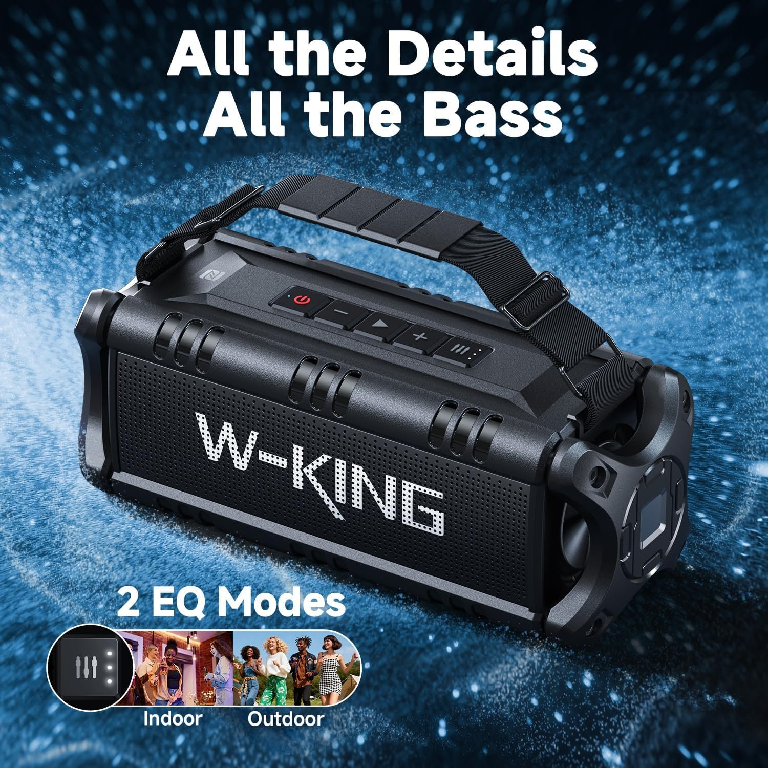 W-KING Bluetooth Speaker, 90W Max Portable Outdoor Speaker Loud, IPX6 Waterproof/50W Deep Bass Subwoofer/40H/EQ/Dual Pairing/TF/AUX, Large Boombox Speakers Bluetooth Wireless for Party/Beach/Jobside - Image 6