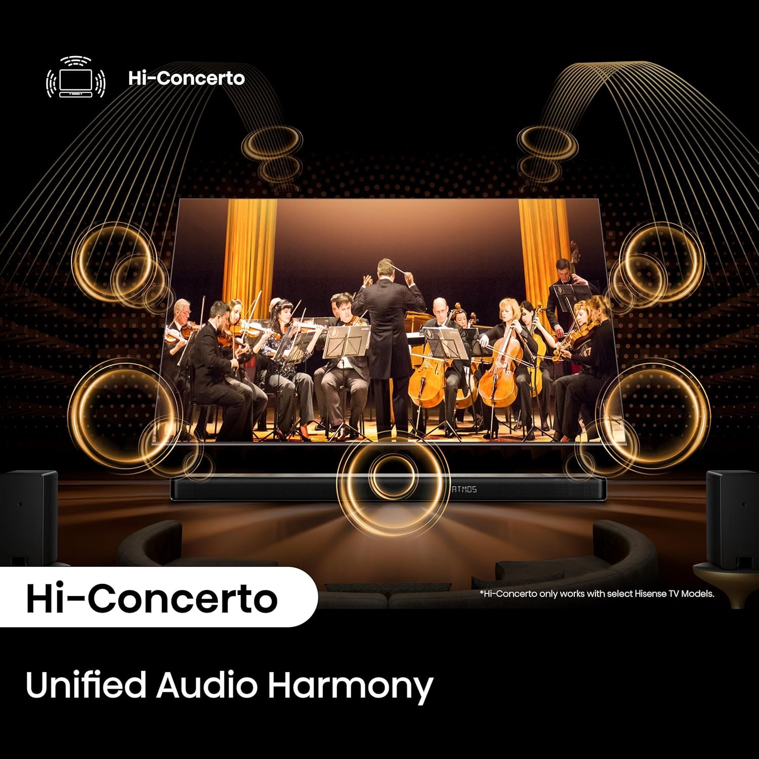 Hisense AX5140Q 5.1.4Ch Sound Bar with Wireless Subwoofer, Dolby Atmos, DTS:X, Bluetooth 5.3, Roku TV Ready, HDMI/AUX/ARC/Optical/USB, EzPlay, 7 EQ Modes, Hi Concerto, Room Calibration - Image 5