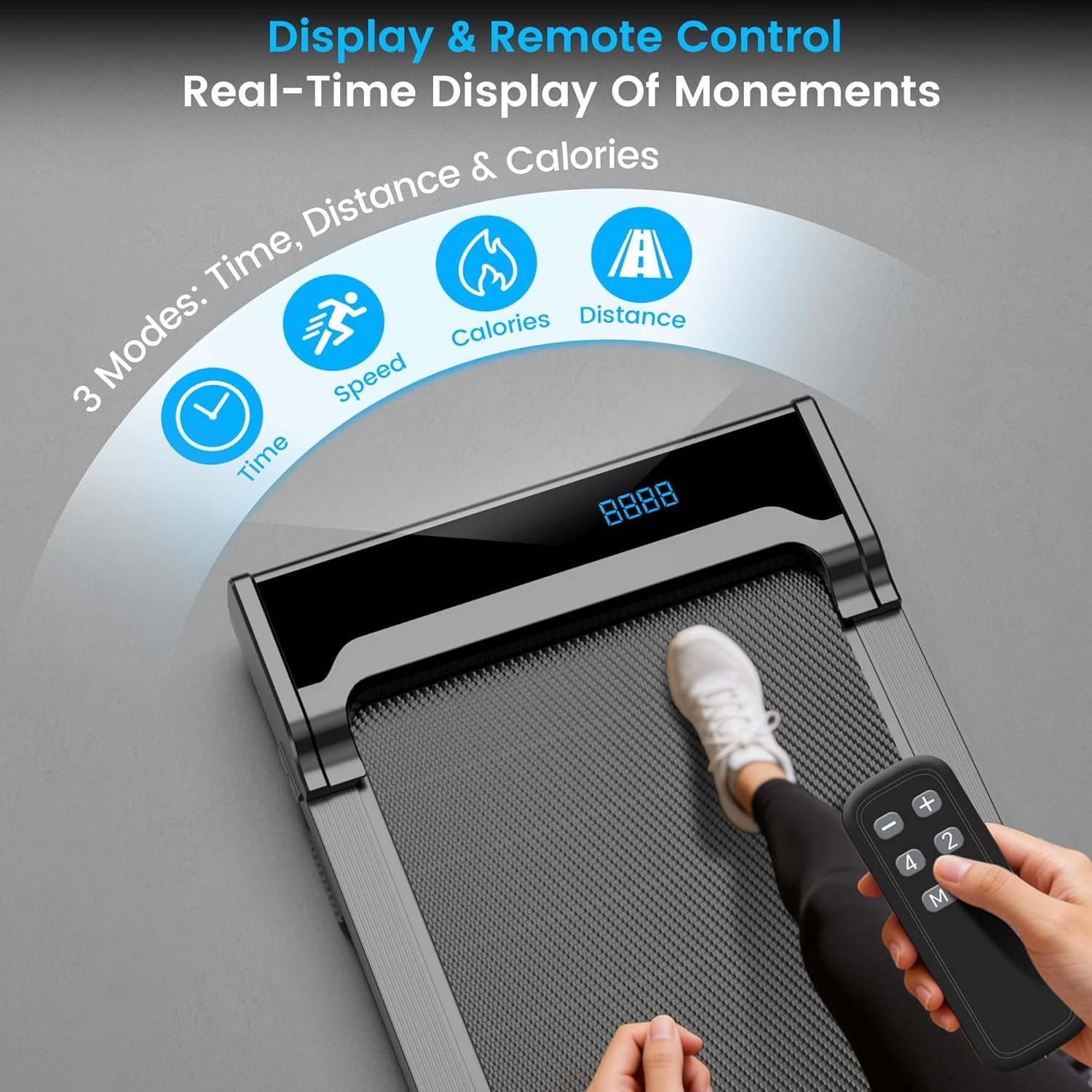 Walking Pad Treadmill for Home - Under Desk Walk Pads with Remote Control Mini Running Portable Electric Machine Adjustable Slim Compact with 0.6-4.0MPH Max up 220 Lbs Modes for Office Small Spaces - Image 2