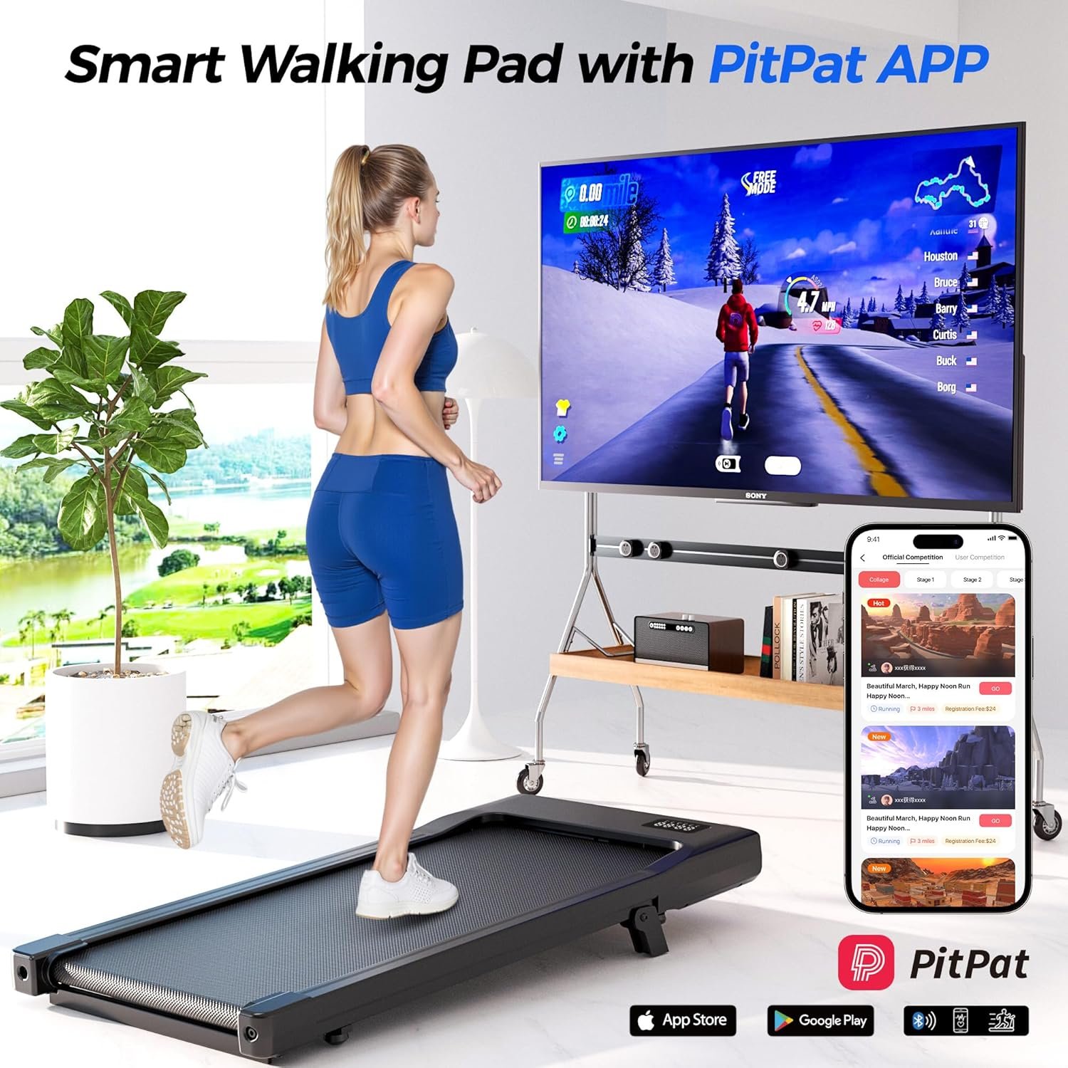 SupeRun Walking Pad with Incline, Under Desk Treadmill, 3 in 1 Portable Treadmills for Home with Remote Control LED Display, 2.5 HP Quiet Mini Treadmill for Office Home Use, 300 Lbs Capacity - Image 8