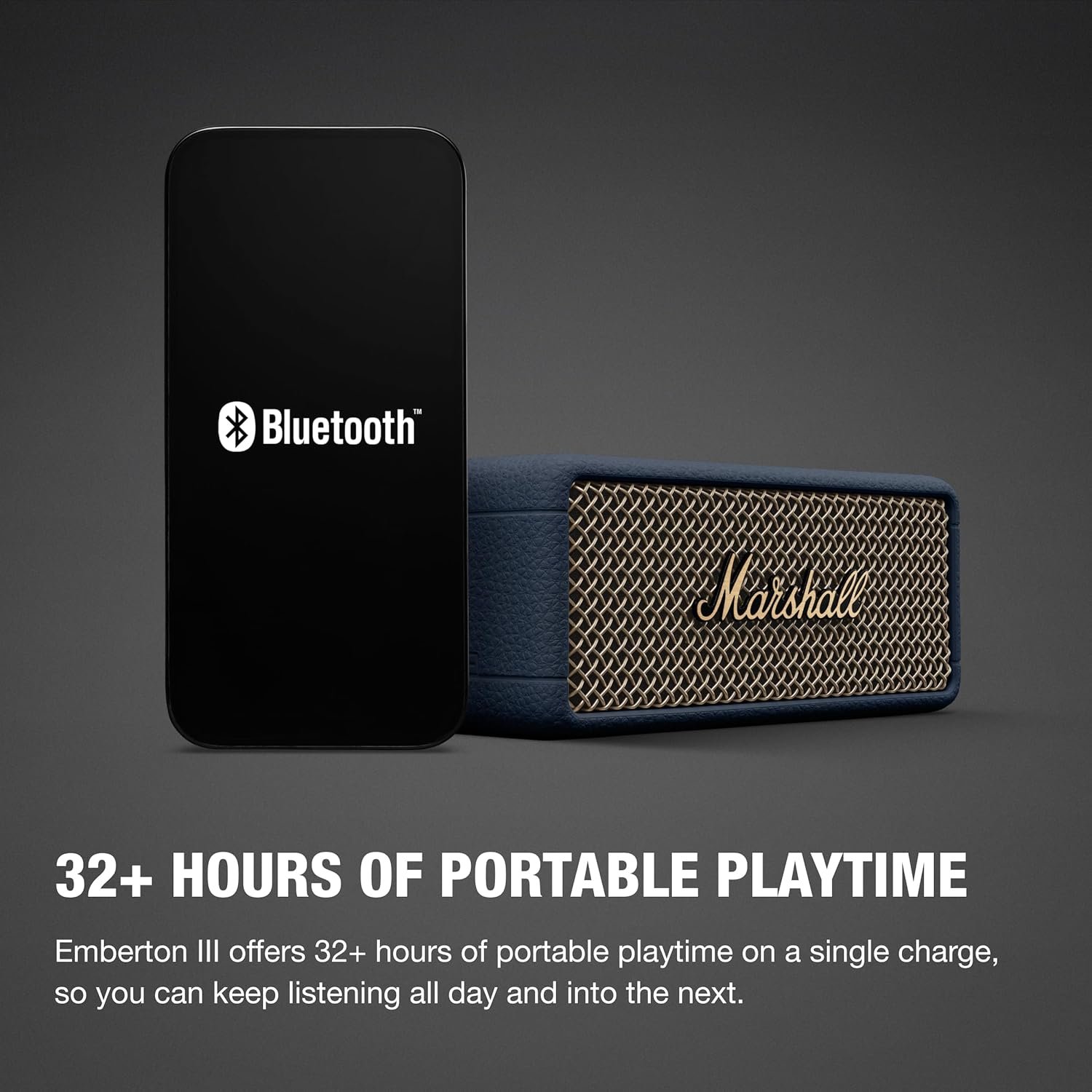 Marshall Emberton III Portable Bluetooth Speaker - Rugged Waterproof IP67 Design | Loud Stereo Sound, Deep Bass with 32+ Hr Playtime | Compact and Wireless for Travel and Outdoors - Midnight Blue - Image 4