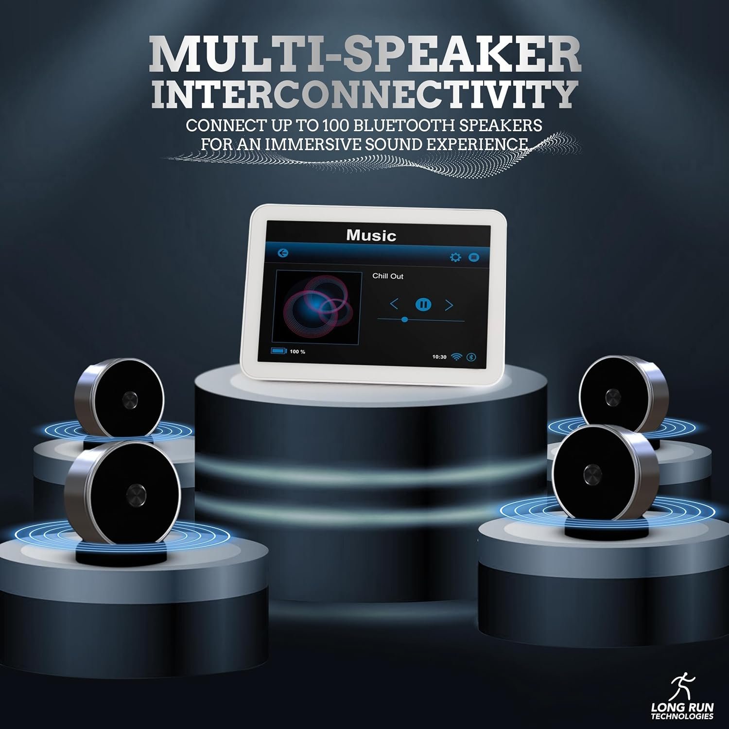 Bluetooth Speaker Set: Wireless Stereo Dual Pairing Portable Twin TWS System With Big Rich Bass Hi-Fi Multi-Room Indoor Outdoor Use Home Deck Pool Work Travel Party Camping Gift Decor Idea (Chrome) - Image 2