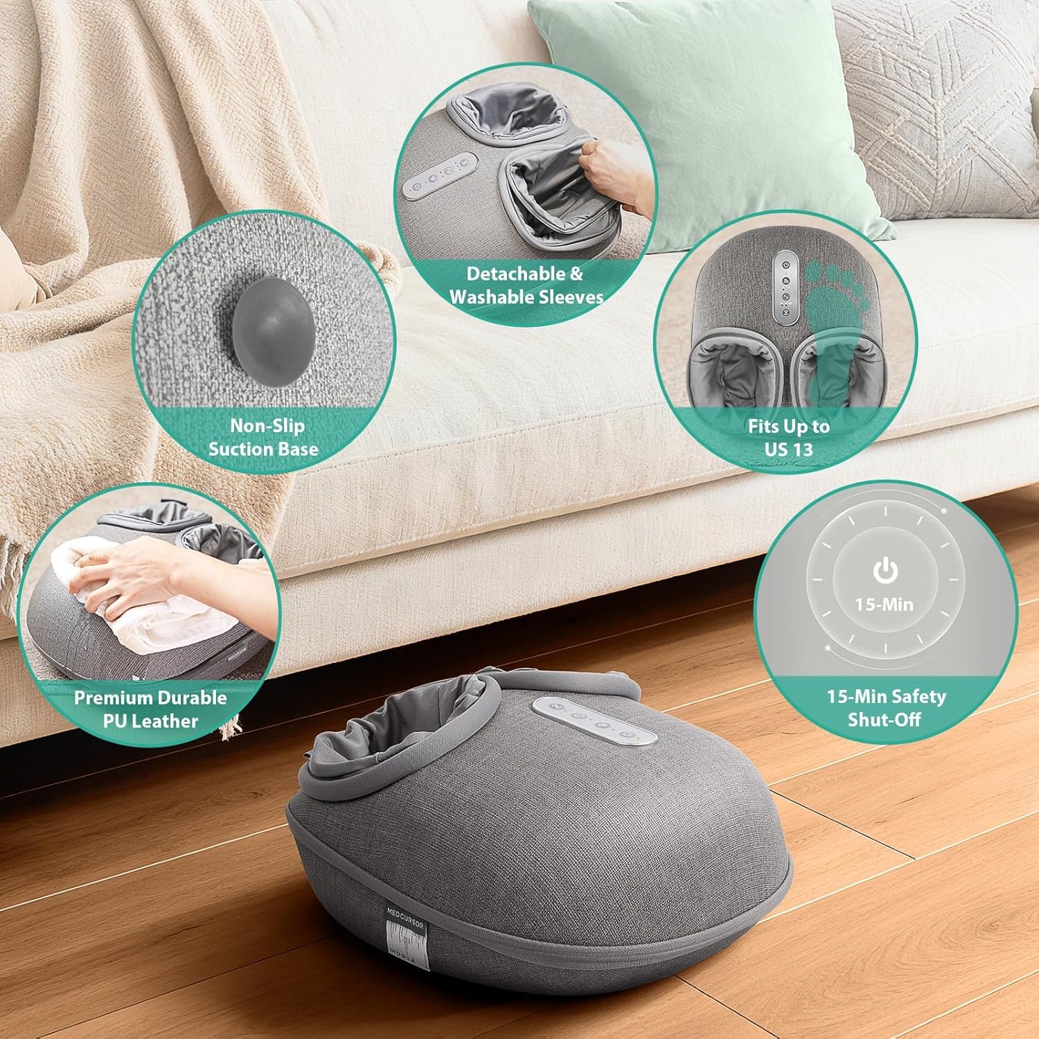 Medcursor Foot Massager with Heat - Mothers Day Gifts Shiatsu Deep Kneading, Delivers Relief for Tired Muscles and Plantar, Multi-Level Settings & Adjustable Intensity for Home, Gifts for Women Mom - Image 4