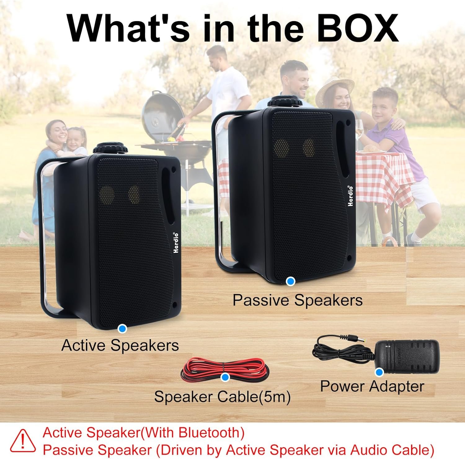 Herdio 3.5" Outdoor Bluetooth Speakers Wired Waterproof, 200W 3 Way Upgrade Premium Wall Mount Speakers, Durable Mountable Loud Sound System for Patio Indoor Deck Garage (Black Pair) - Image 6
