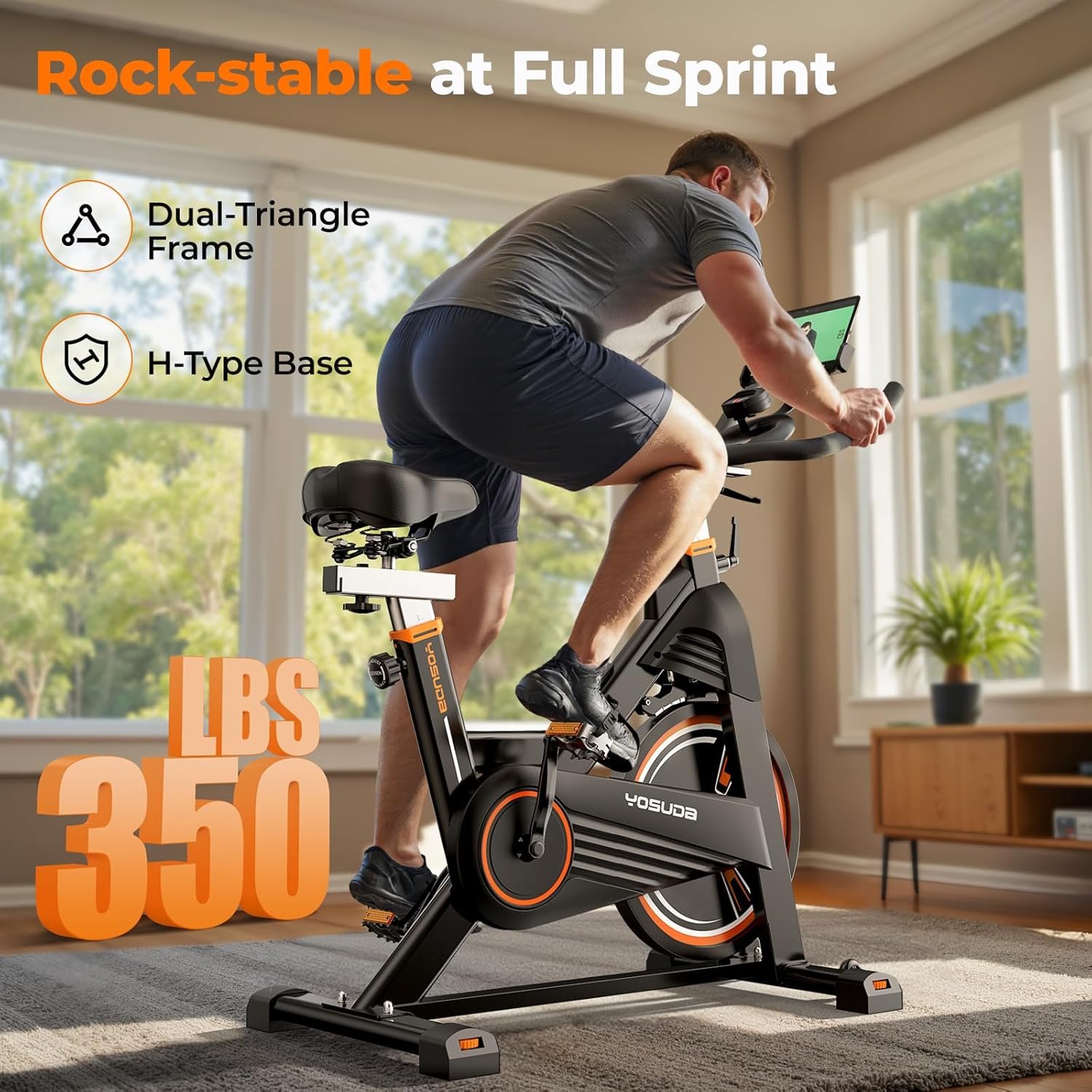 YOSUDA PRO Magnetic Exercise Bike 350 lbs Weight Capacity - Indoor Cycling Bike Stationary with Comfortable Seat Cushion, Silent Belt Drive - Image 2