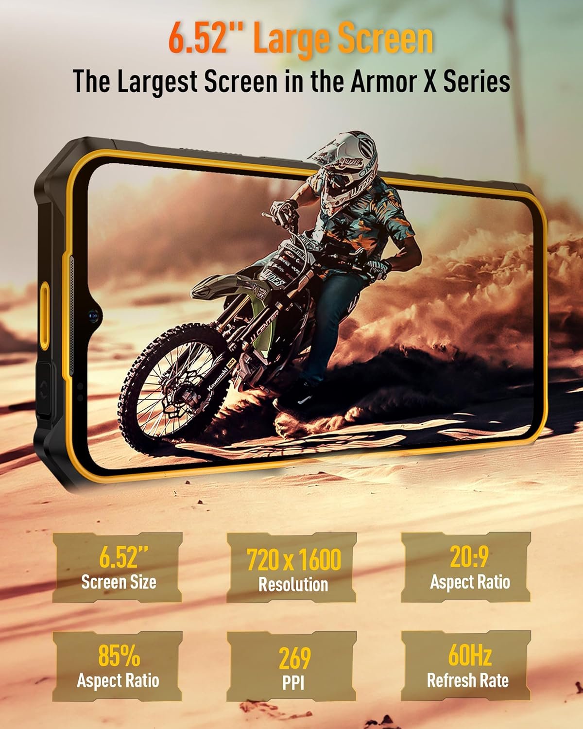 Ulefone Armor X13 Rugged Smartphone, 50MP+24MP Night Vision Camera, Octa-core 12GB RAM 64GB ROM, 6.52 inch Screen, 6320mAh Battery, Android 15 OS, Global Dual 4G, NFC/OTG/GPS/IP68/IP69K, Orange - Image 6