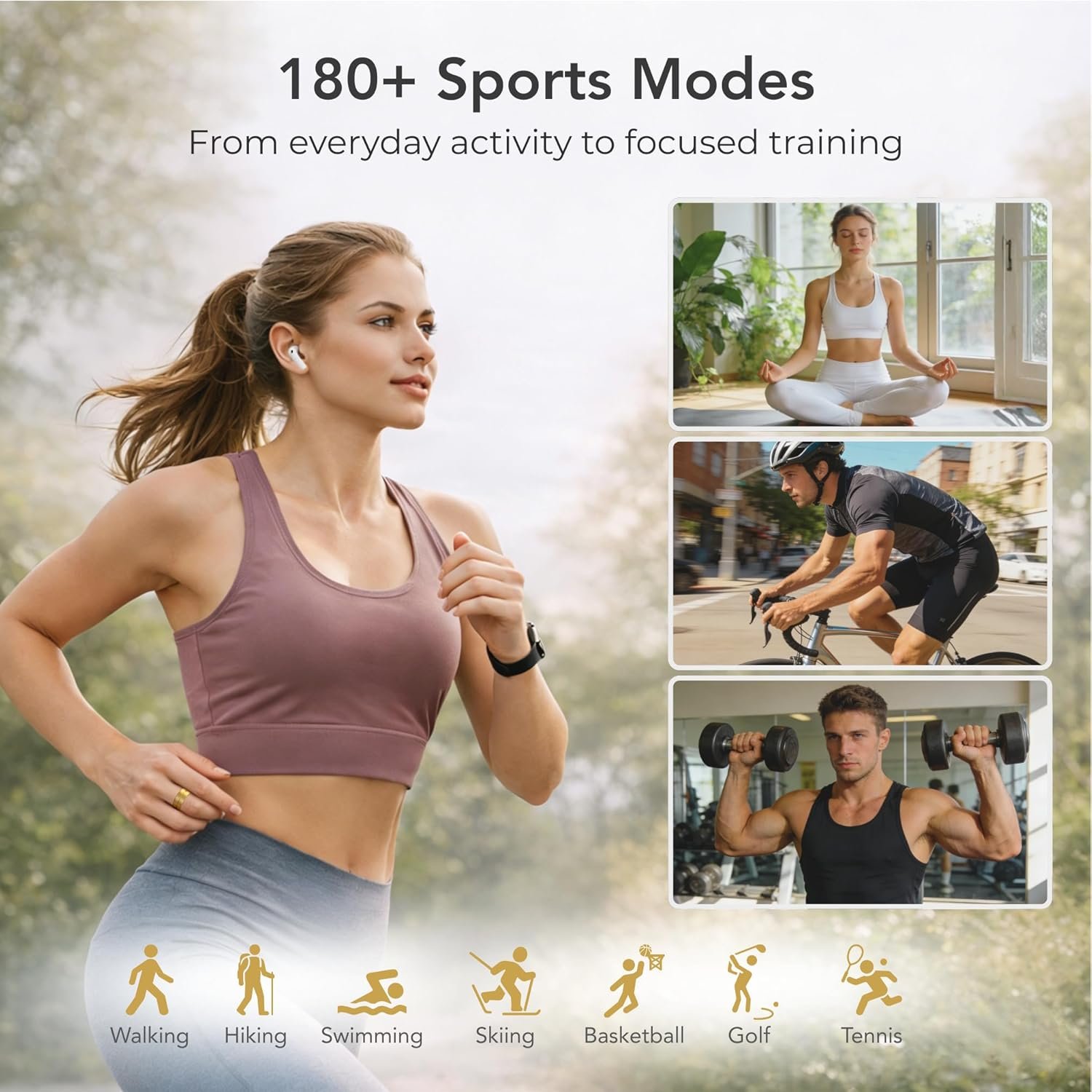 Smart Ring Health & Fitness Tracker for Men and Women, Sleep and Activity Tracking, HRV and Stress, Heart Rate and SPO₂, Women Health Support, 120+ Sports Modes (Matte Gold, 9) - Image 6