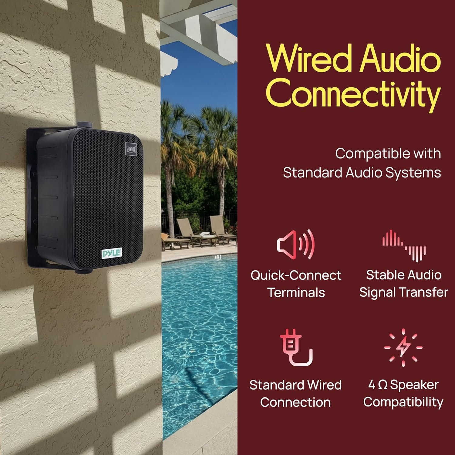 Dual Waterproof Outdoor -Speaker System - 6.5 Inch Pair of Weatherproof Wall / Ceiling Mounted -Speakers Heavy Duty Universal Mount - Use in the Pool, Patio, Indoor - Pyle PDWR50B (Black) - Image 5