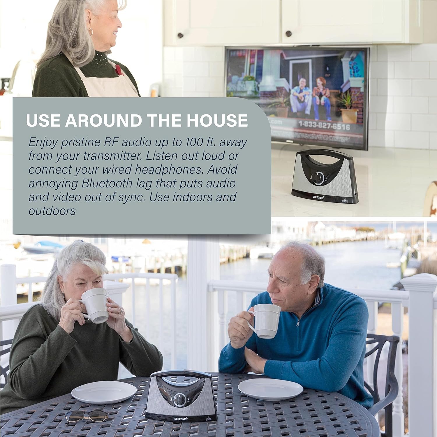 SEREONIC Portable Wireless Speakers for Smart TV - Ideal for TV Watching Without The Blaring Volume - Designed for Hard of Hearing, Elderly, and Seniors - 100ft Range - Image 3