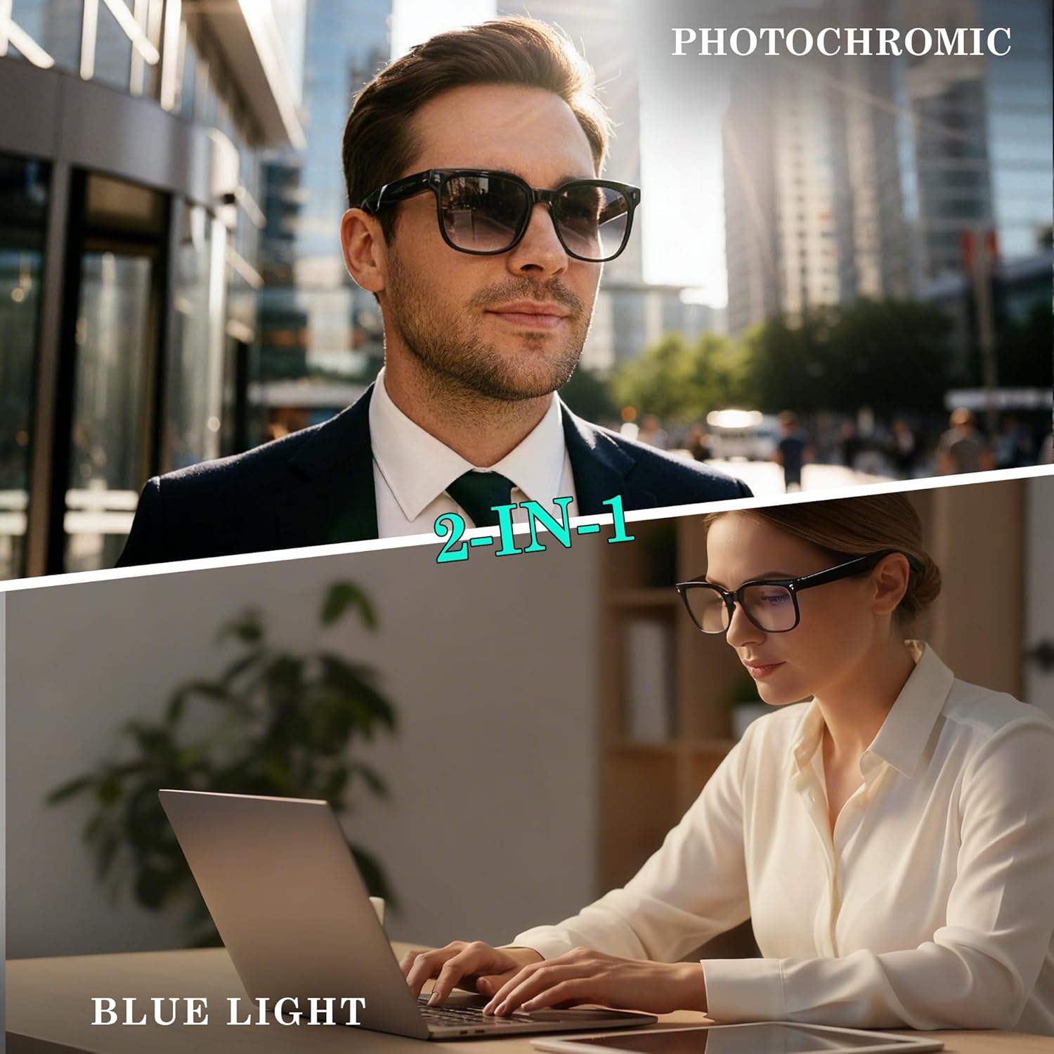 EarlySincere AI Smart Glasses with 4K Camera & ChatGPT, Photochromic Transition Lenses + Extra Blue Light, Real-time Translator & Meeting Minutes, Voice Control Smart Wearable - Image 3