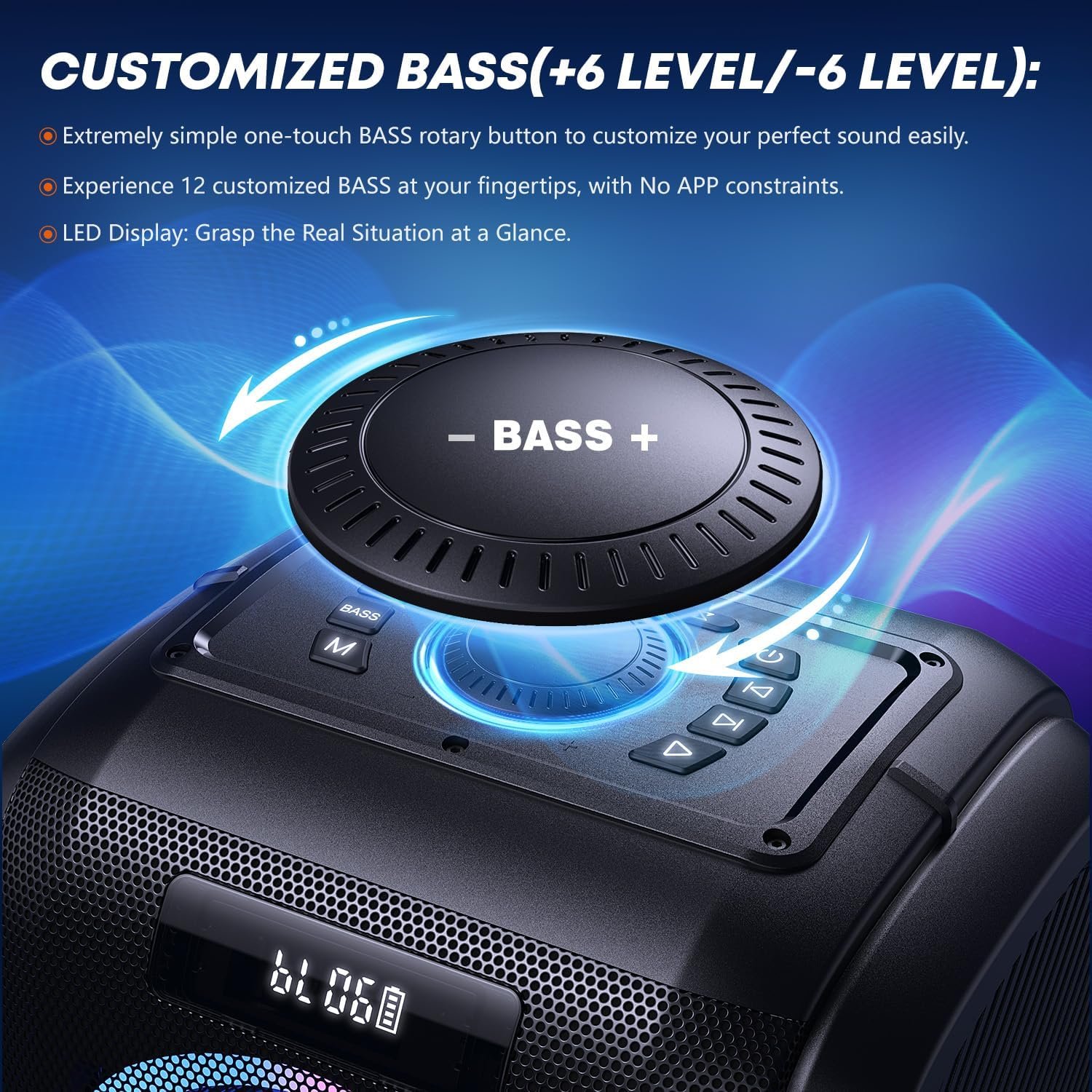 W-KING 270W Peak Party Large Loudest Bluetooth Speaker Bigest Boom Box, Portable Speakers Wireless/12 Custom Deepest Bass/Massive 125dB 6.5''x2 Subwoofer/IPX5/MIC>R in/USB/TF/AUX, Removable Battery - Image 2