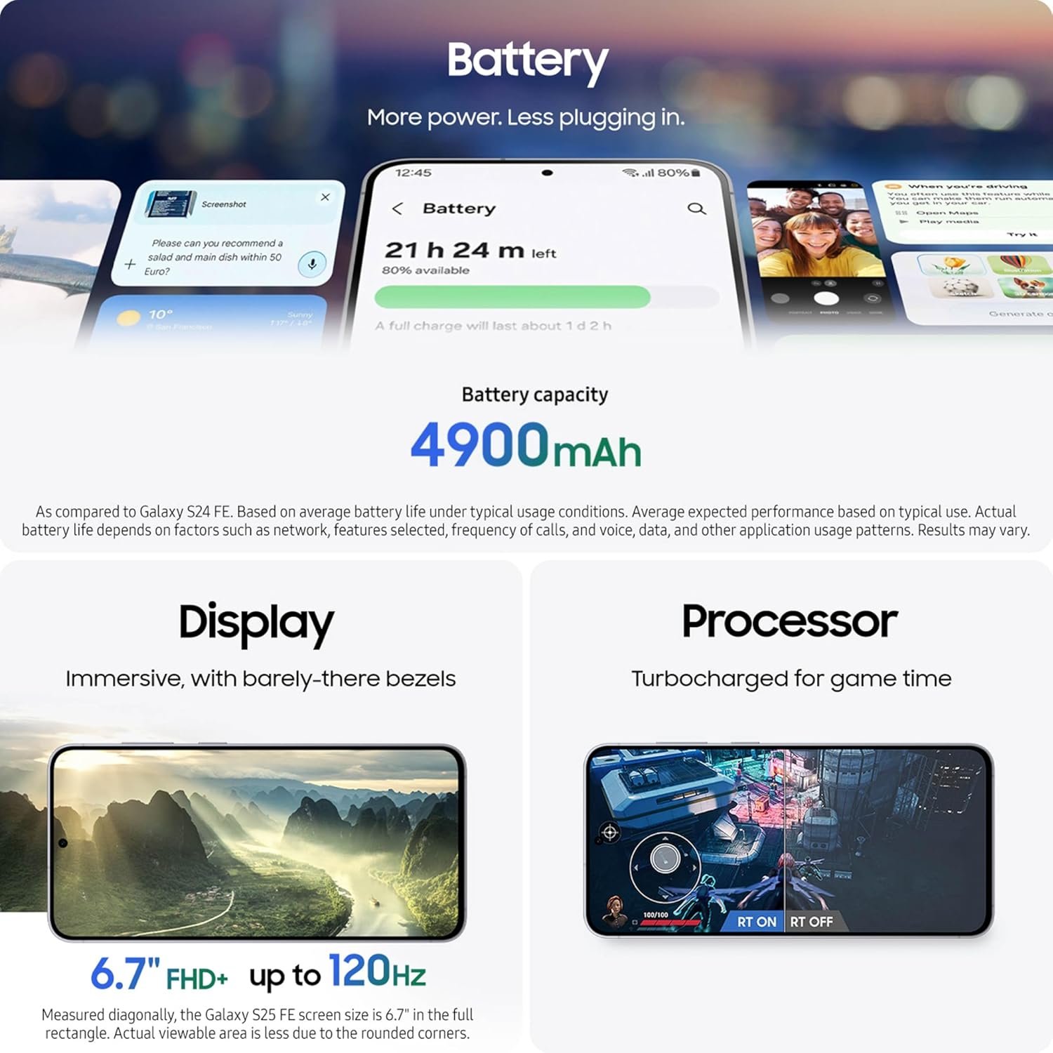 Samsung Galaxy S25 FE Cell Phone (2025), 256GB AI Smartphone, Unlocked Android, Large Display, 4900mAh Battery, High Res-Camera, AI Photo Edits, Durable, US 1 Yr Warranty, JetBlack - Image 2