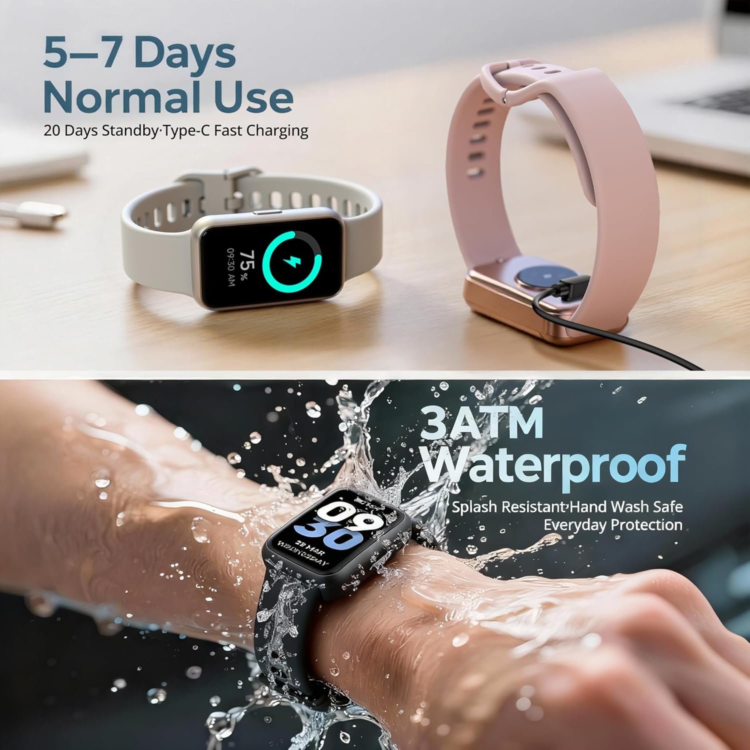 Fitness Tracker for Men & Women with 1.47” HD Display, Heart Rate & SpO2 Tracking, Sleep & Activity Monitor, 100+ Sports Modes, 3ATM Waterproof Smart Band, Works with Android & iOS, Black - Image 5