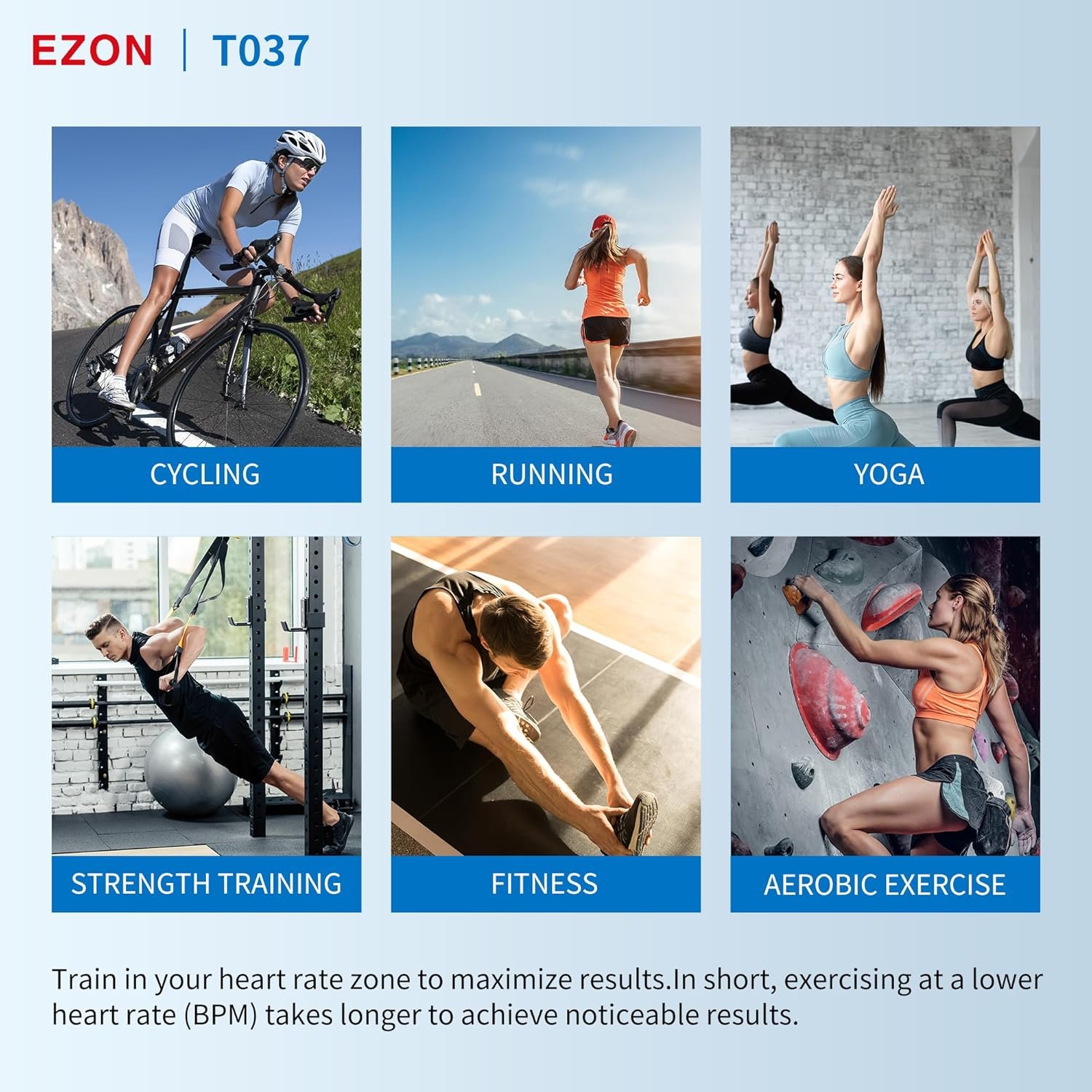 EZON Heart Rate Monitor Chest Strap and Digital Watch T037,5ATM Waterproof Fitness Tracker with HRM,Calories Burned,Stopwatch and Hourly Chime (Watch Band Included) - Image 8