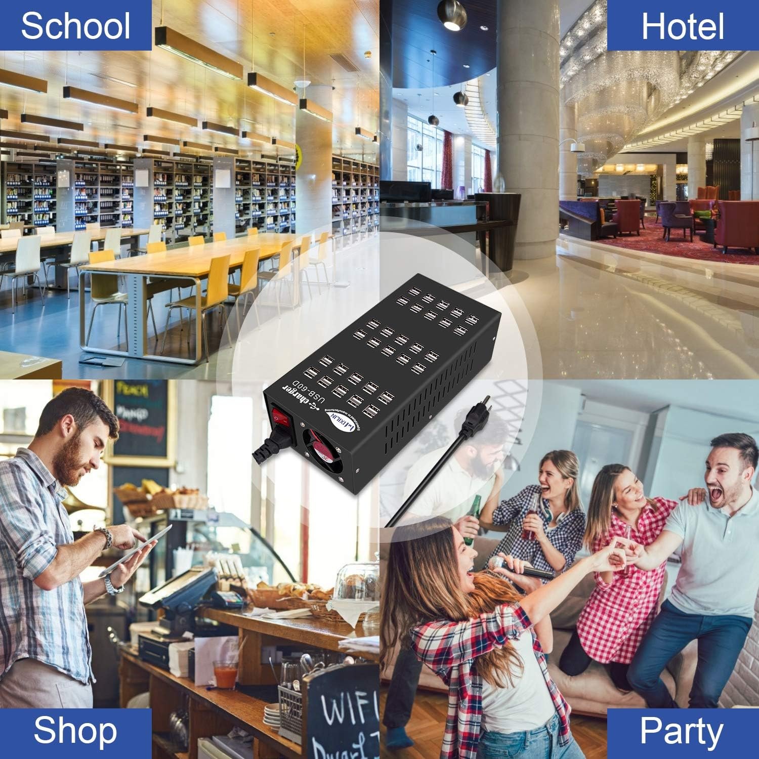 60 Ports USB Charging Station with Intelligent Protection, Multi-Port USB Charging Station Organizer for Hotel School Shopping Malls - Image 7