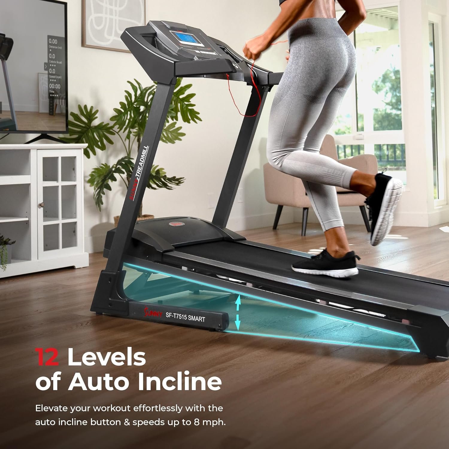 Sunny Health & Fitness Exercise Treadmills Double Deck Sizes and Incline Features with Bluetooth & SunnyFit App - Image 2