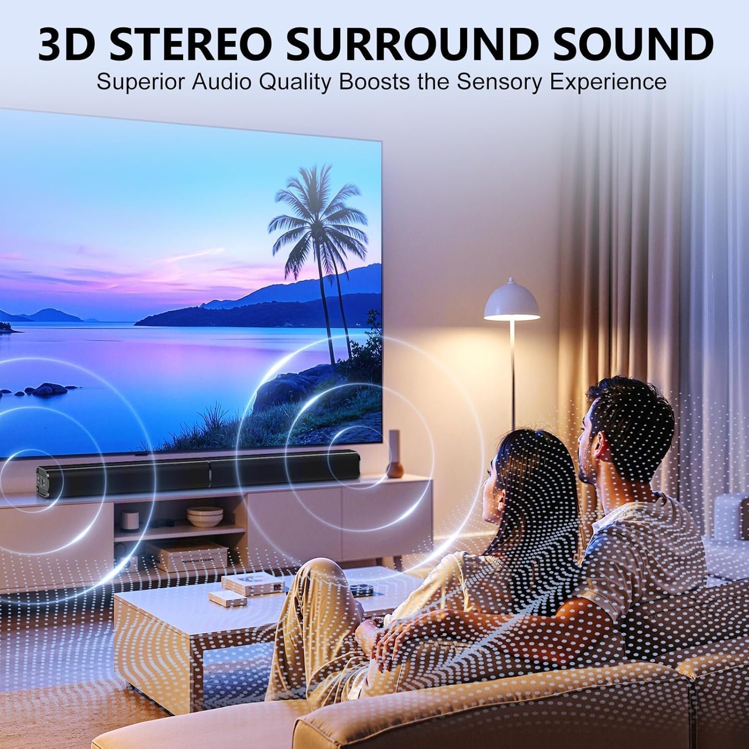 Sound Bar, 80W SoundBar for Smart TV, 2026 Bluetooth 5.3 Soundbar, Home Theater Surround Sound, 2 in 1 Detachable Home Speaker Bass, ARC/Optical/AUX/Connections, for TV/PC/Projectors - Image 2