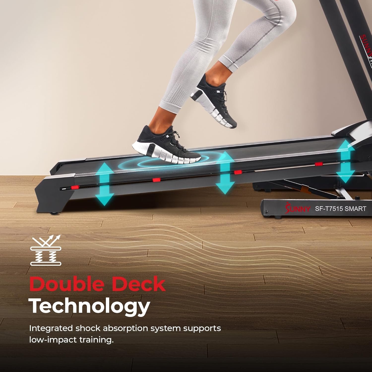Sunny Health & Fitness Exercise Treadmills Double Deck Sizes and Incline Features with Bluetooth & SunnyFit App - Image 6