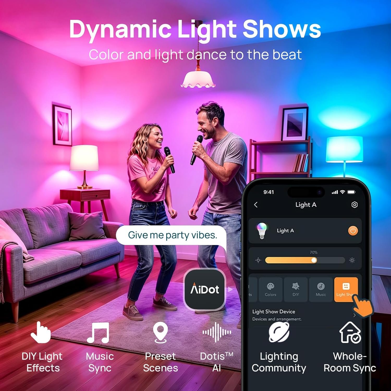 Linkind Smart Light Bulbs, Smart Bulb That Work with Alexa & Google Home, LED Light Bulbs Color Changing, 104 Preset Scene, Music Sync, A19 E26 2.4GHz RGBTW WiFi Bluetooth Light Bulb 60W, 800LM, 4Pack - Image 6