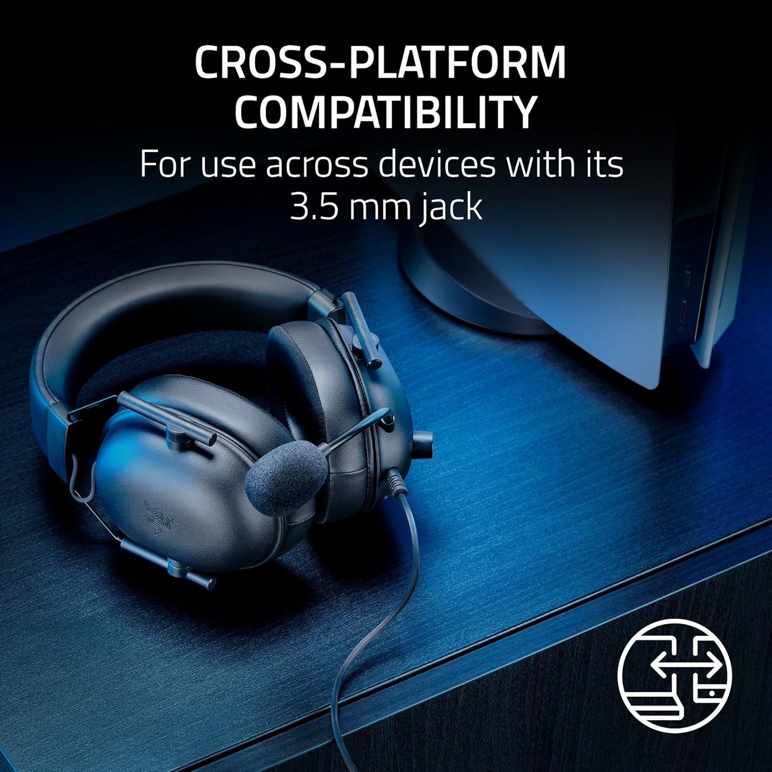Razer BlackShark V2 X PlayStation Gaming Headset: 50mm Drivers - Cardioid Mic - Lightweight - Comfortable, Noise Isolating Earcups - for PS5, Xbox Series X, PC, Switch via 3.5 mm Audio Jack - Black - Image 7