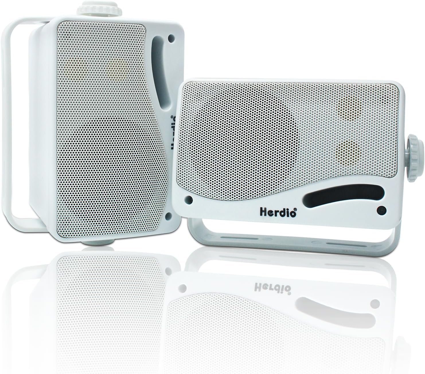 Herdio 3.5" Outdoor Bluetooth Speakers Wired Waterproof, 200W 3 Way Upgrade Premium Wall Mount Speakers, Durable Mountable Loud Sound System for Patio Indoor Deck Garage (White Pair)