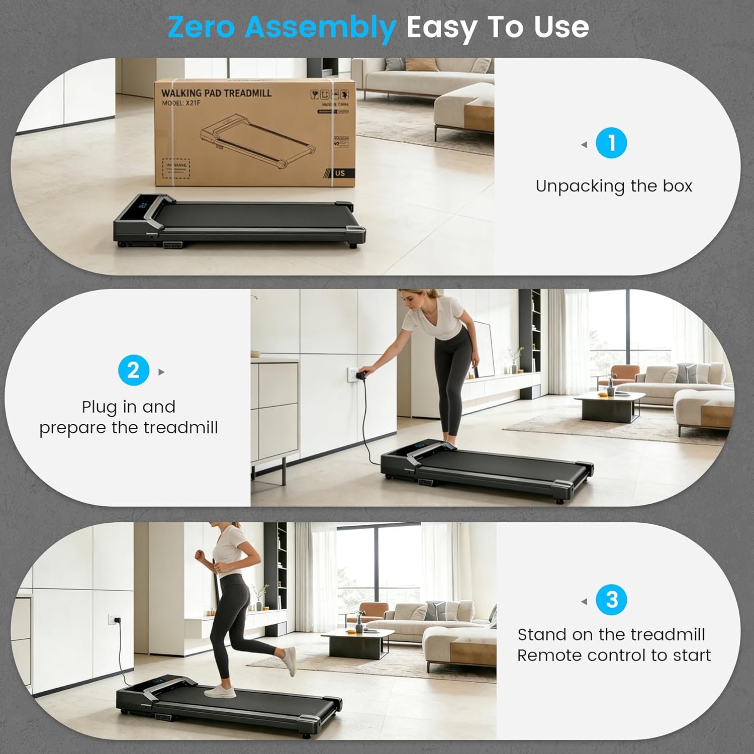 Walking Pad Treadmill for Home - Under Desk Walk Pads with Remote Control Mini Running Portable Electric Machine Adjustable Slim Compact with 0.6-4.0MPH Max up 220 Lbs Modes for Office Small Spaces - Image 7