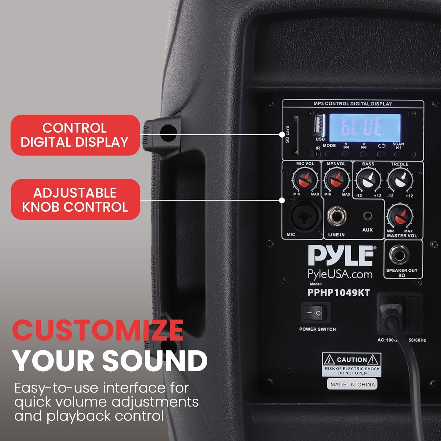 Pyle 10" Wireless Portable PA system - 1000W High Powered Bluetooth Compatible Active + Passive Pair Outdoor Sound Speakers w/ USB SD MP3 AUX - 35mm Mount, 2 Stands, Microphone, Remote - PPHP1049KT - Image 6