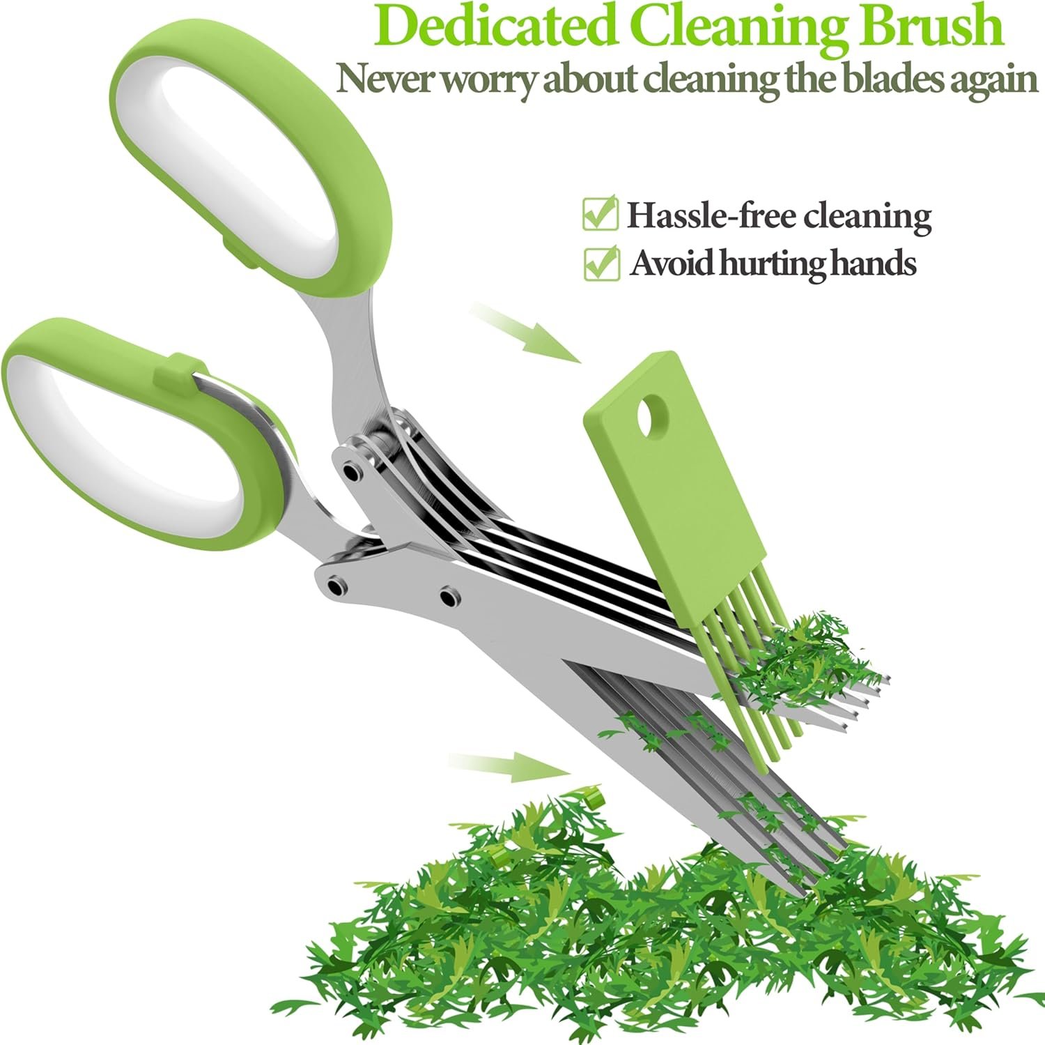 2026 Upgraded Herb Scissors, Effortless Herb Shears Cutter Tool with Sharp Stainless Steel Blades for Fresh Herbs, Must-Have Kitchen & Cooking Gadget, Green - Image 6