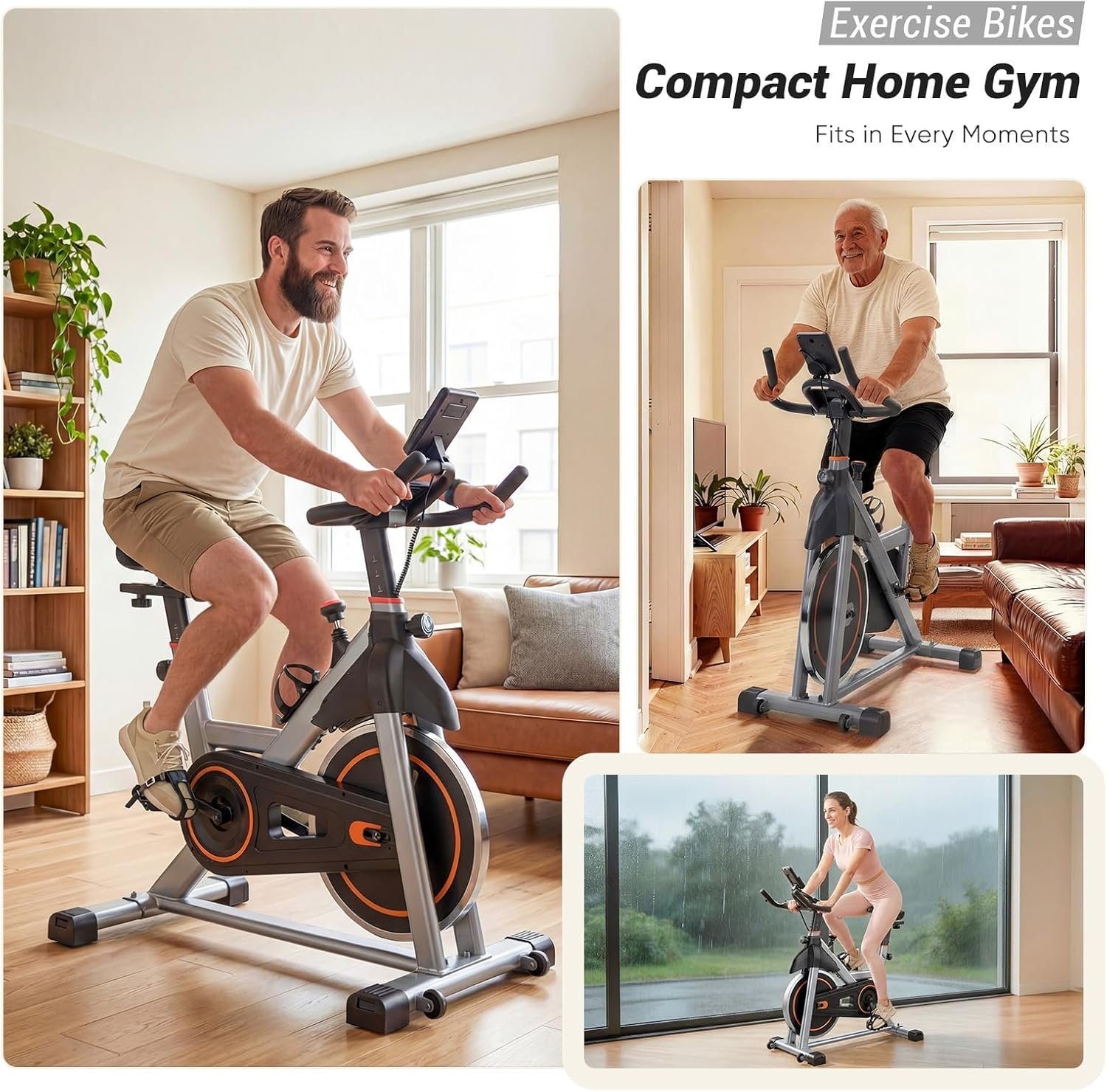 OLIXIS Exercise Bike with APP Control, Brake Pad Stationary Bikes with Quiet Magnetic Resistance, Indoor Cycling Spin Workout Bike with 300.0 lbs Weight Capacity, Classic Orange - Image 7